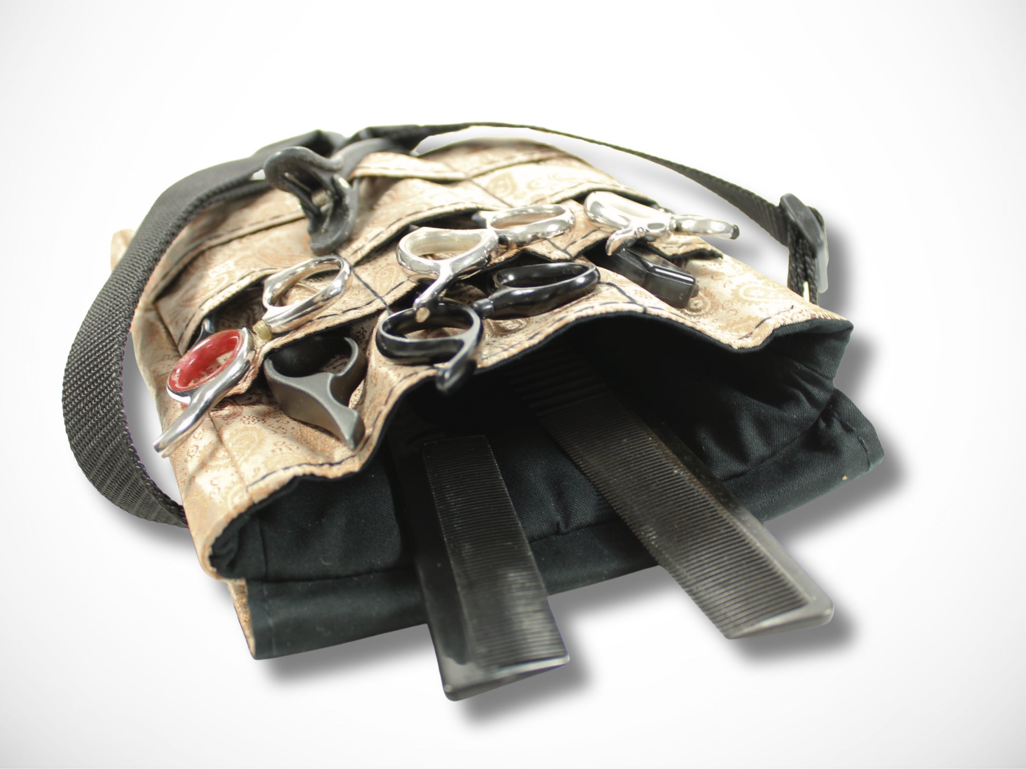 Friseur Werkzeugtasche aus Baumwolle mit Ornamenten in beige Scherentasche für Friseure Werkzeugtasche für Friseurin