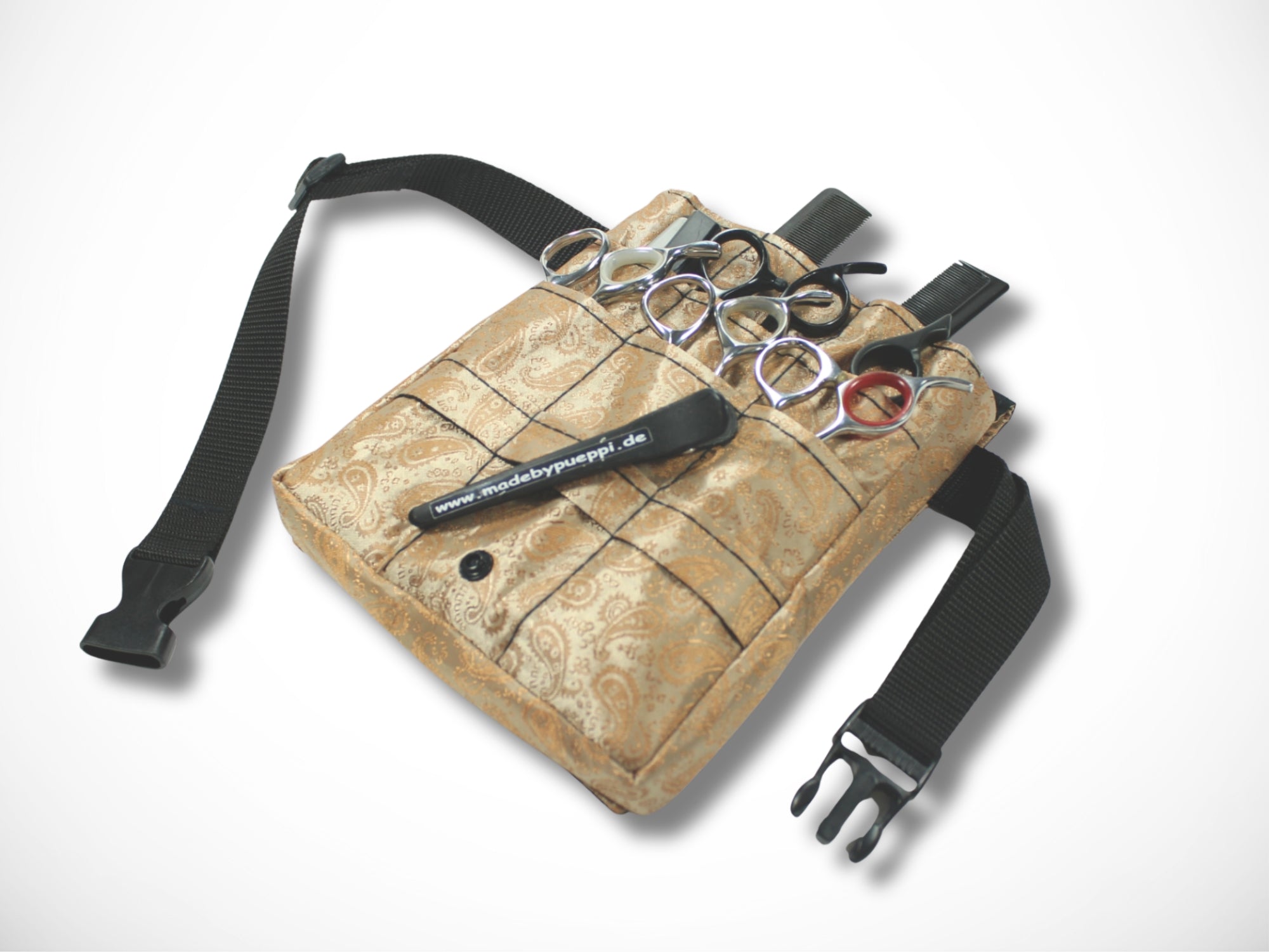 Friseur Werkzeugtasche aus Baumwolle mit Ornamenten in beige Scherentasche für Friseure Werkzeugtasche für Friseurin