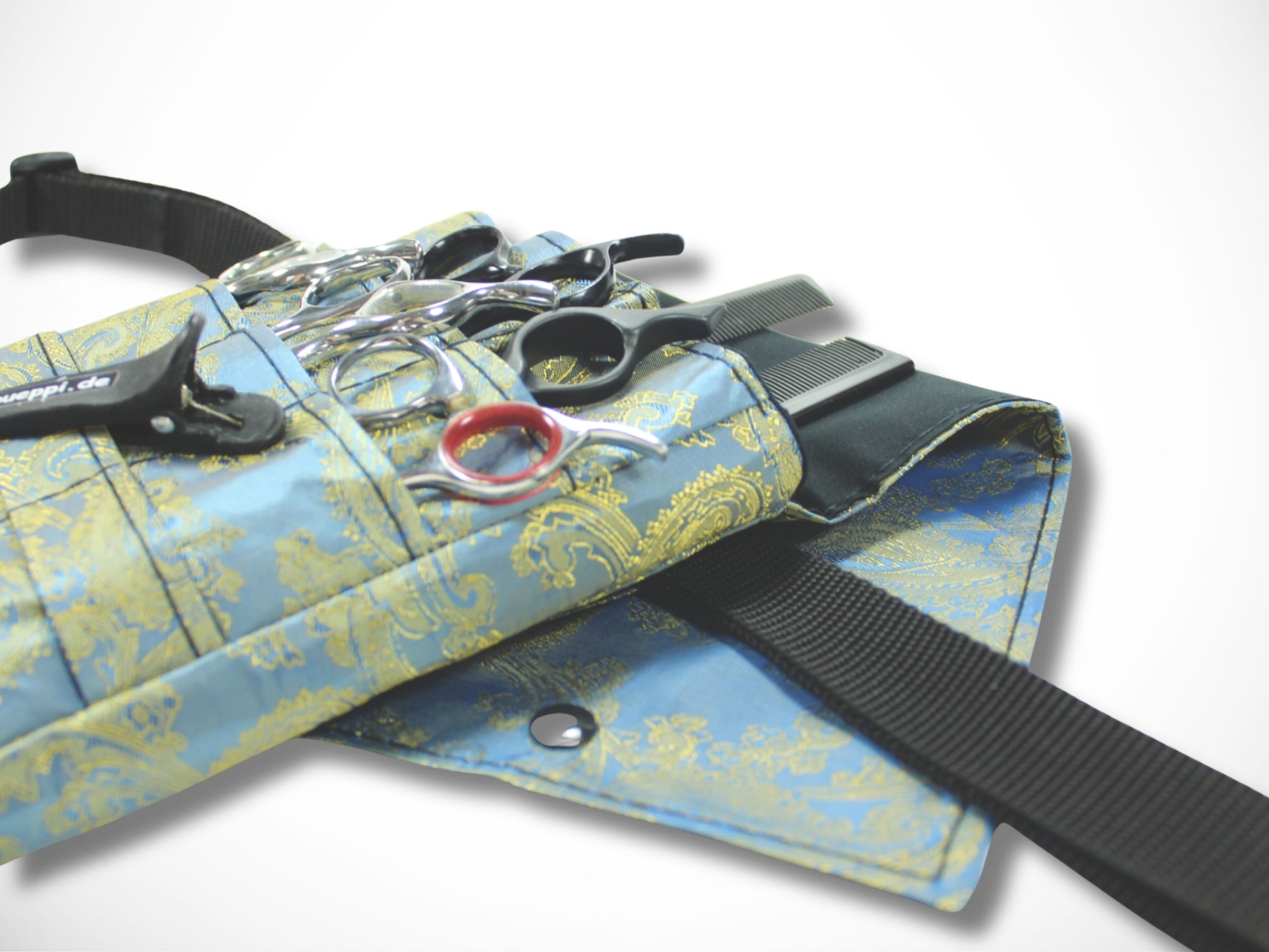 Friseur Werkzeugtasche aus Baumwolle mit Ornamenten in blau Scherentasche für Friseure Werkzeugtasche für Scheren