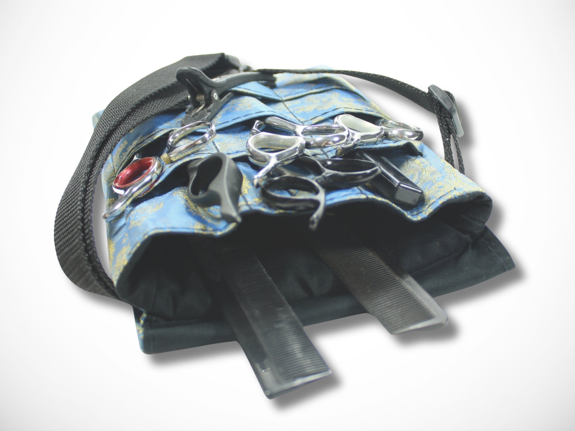 Friseur Werkzeugtasche aus Baumwolle mit Ornamenten in blau Scherentasche für Friseure Werkzeugtasche für Scheren