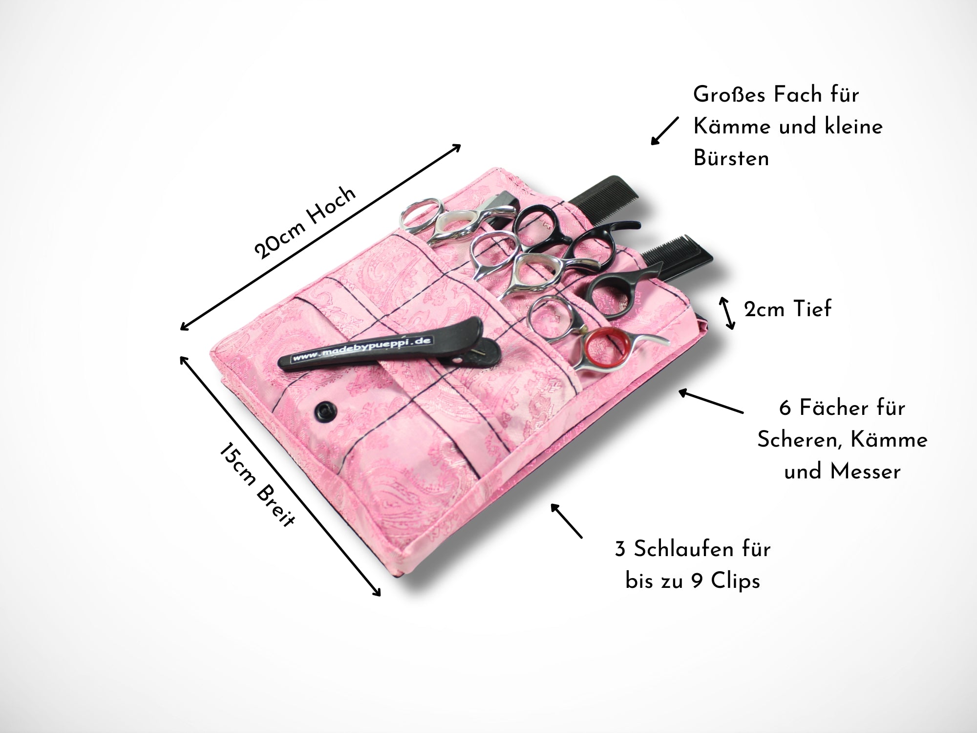 Friseur Werkzeugtasche aus Baumwolle mit Ornamenten in rosa Scherentasche für Friseure Werkzeugtasche für Scheren