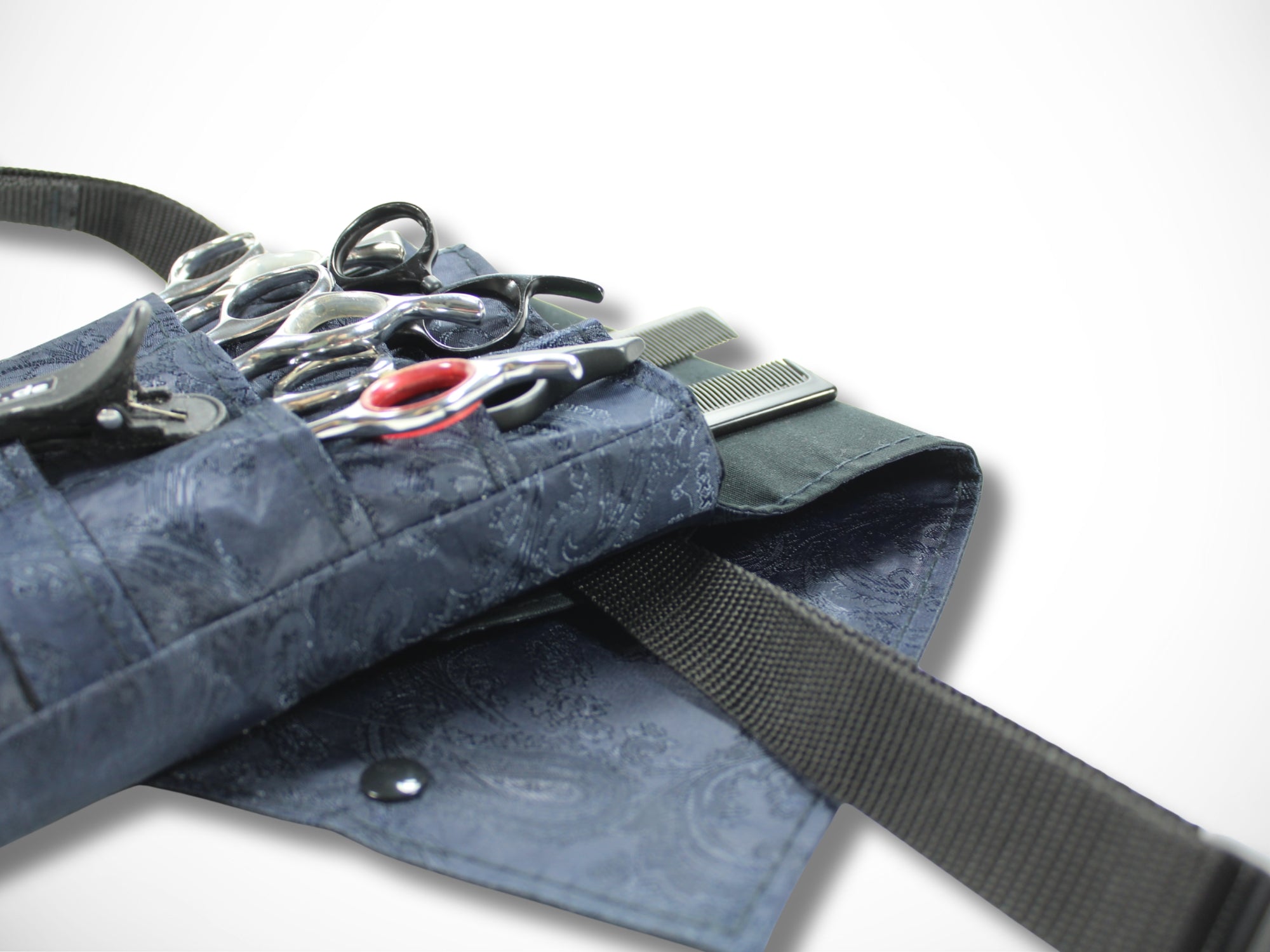 Ornamente Friseur Werkzeugtasche Blau für Friseurscheren im Friseursalon