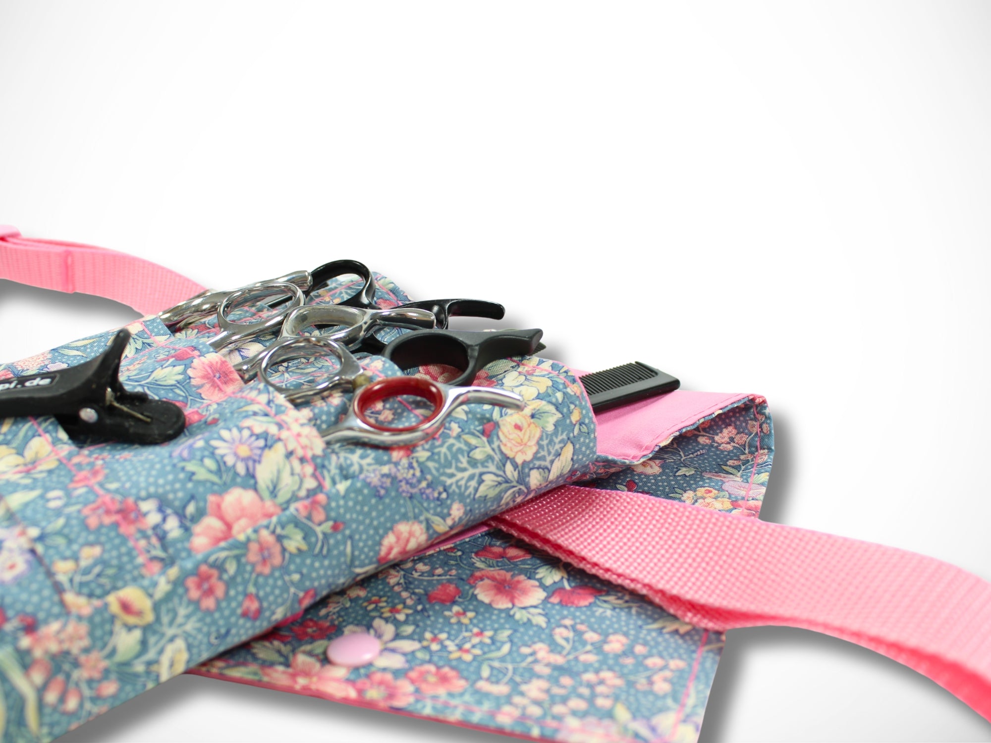 Blumen Scherentasche für Friseurin aus verstärkter Baumwolle für Friseurscheren im Friseursalon