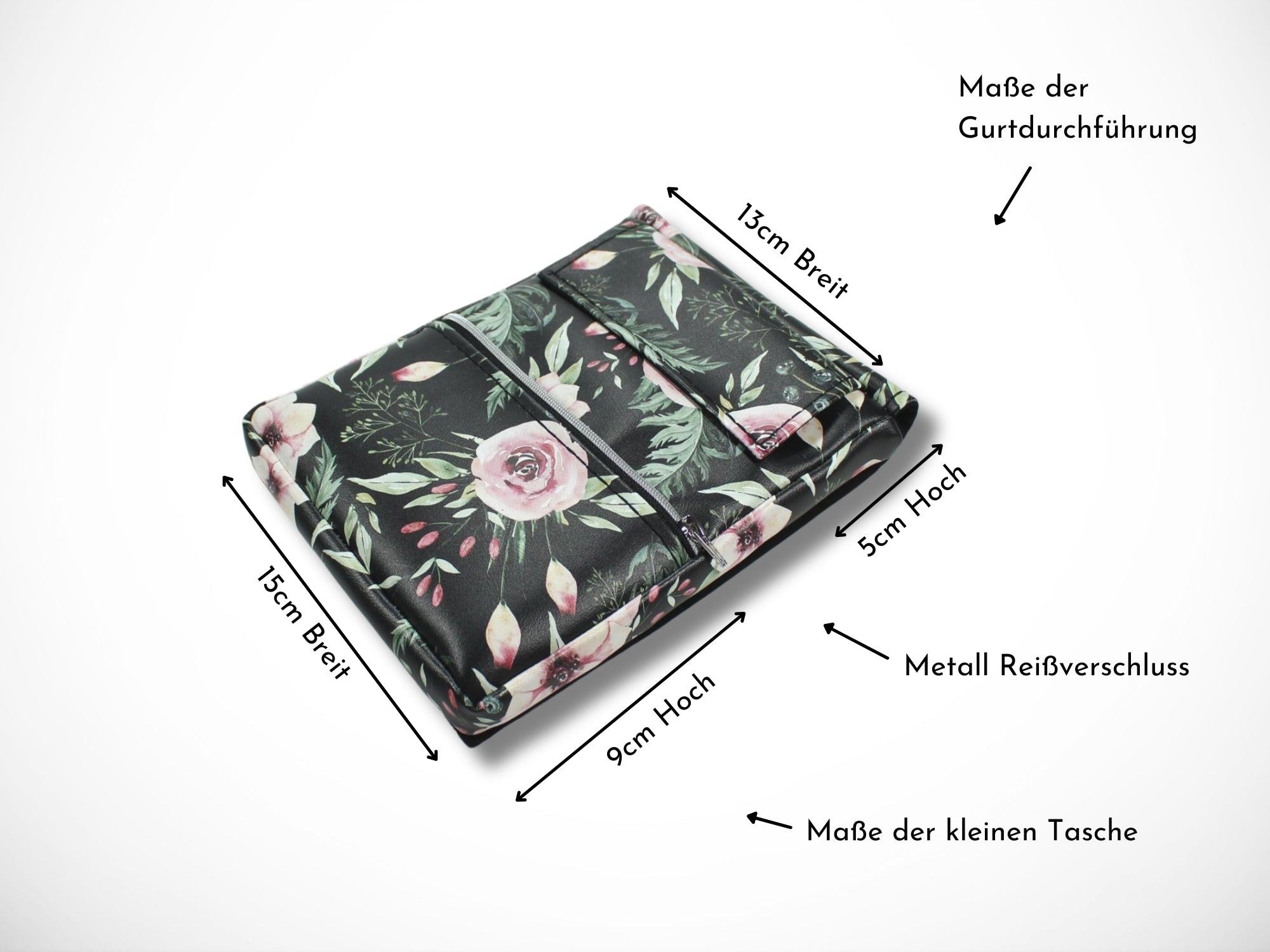 Elegante Friseurtasche aus Kunstleder in schwarz Scherentasche für Friseur Blumen Werkzeugtasche