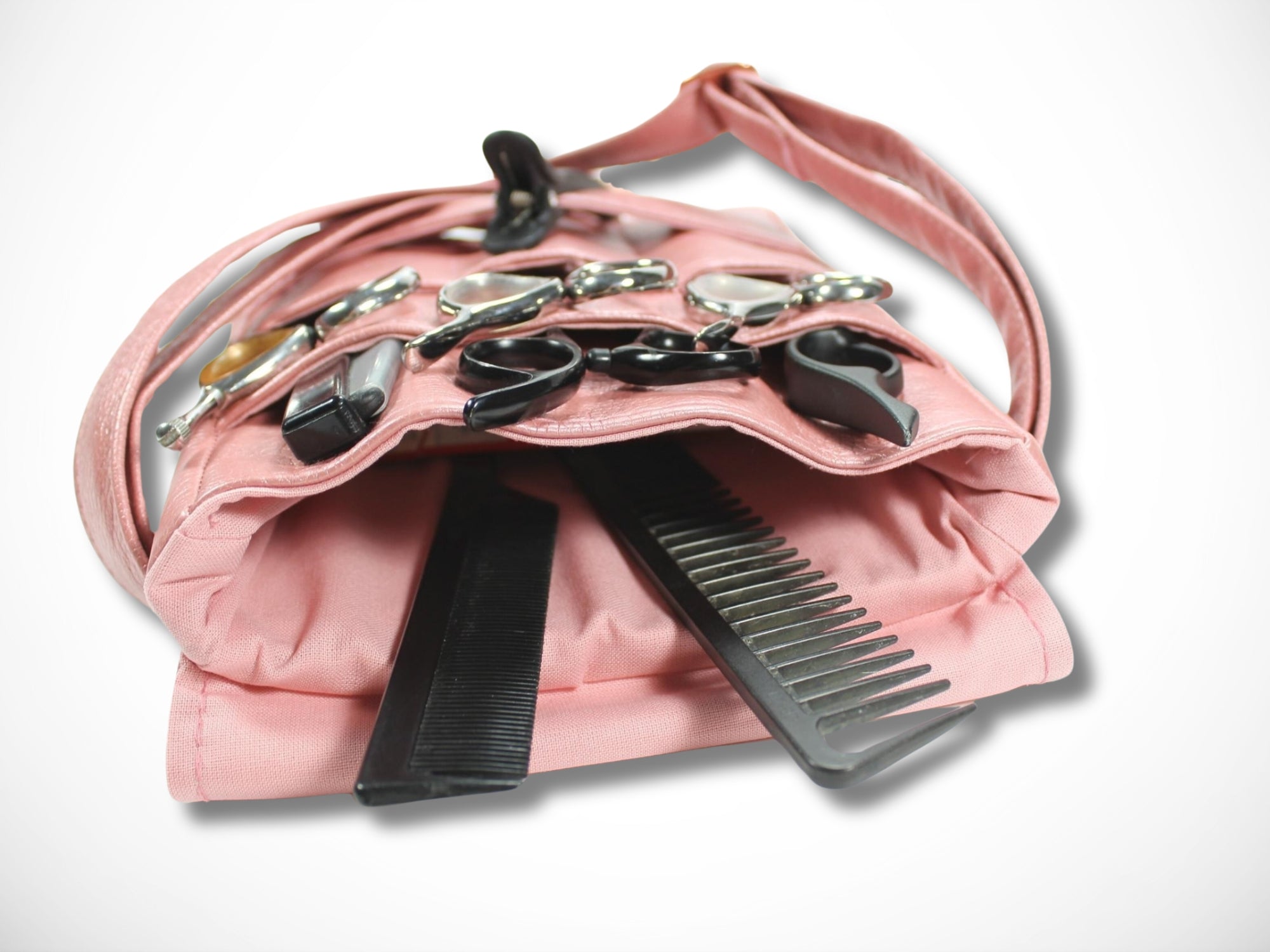 Elegante Scherentasche für Friseurin in Rosa mit Rosegoldener Steckschnalle Gürteltasche Werkzeugtasche