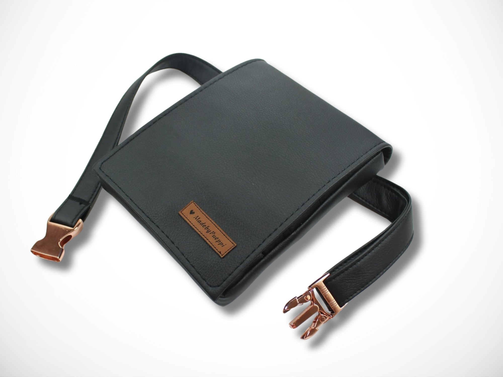 Elegante Friseurtasche aus schwarzem Kunstleder Scherentasche für Friseur Werkzeugtasche mit Metallsteckschnalle