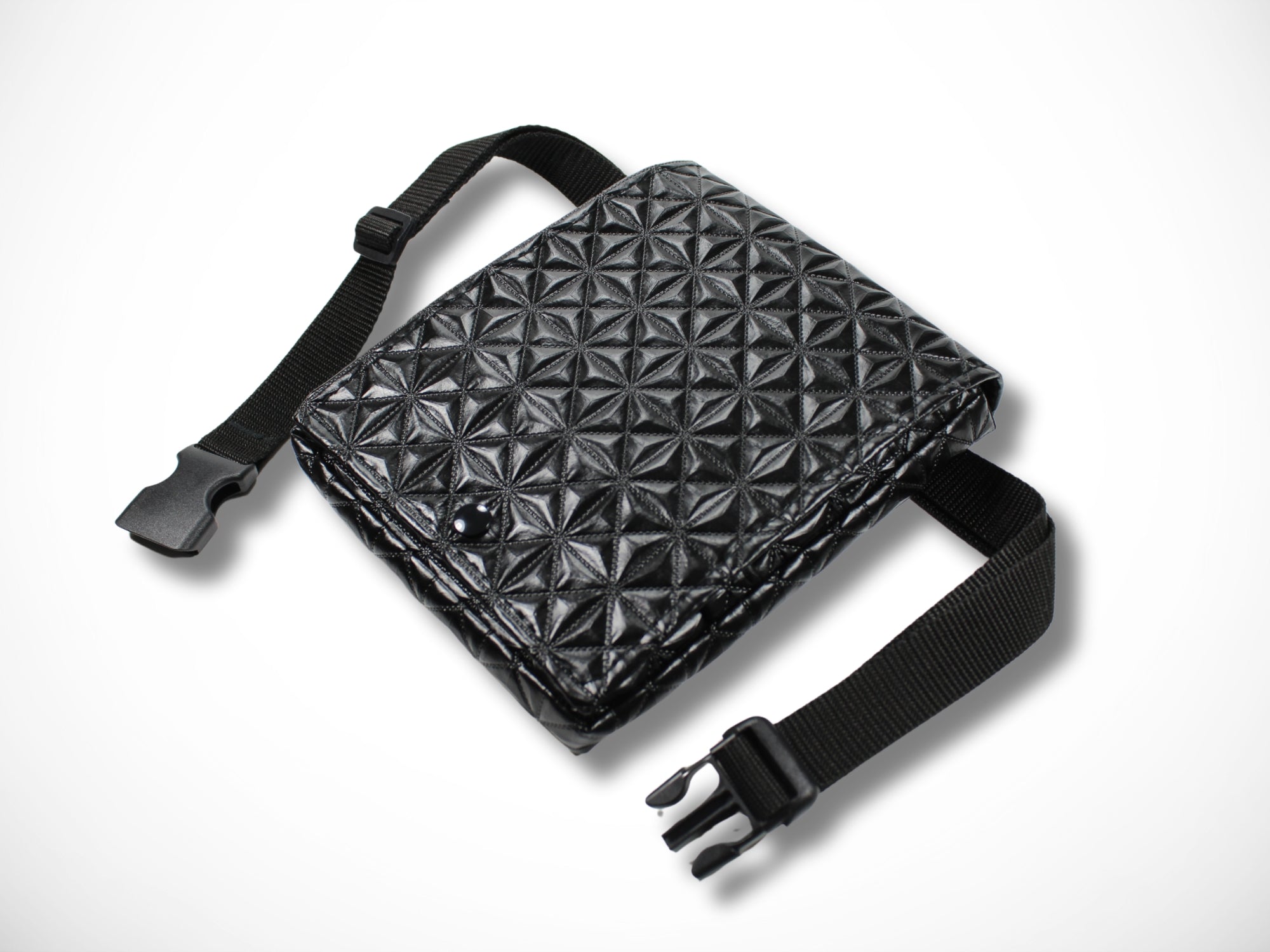 Schwarze Friseur Werkzeugtasche aus geprägtem Kunstleder für Friseurscheren im Friseursalon