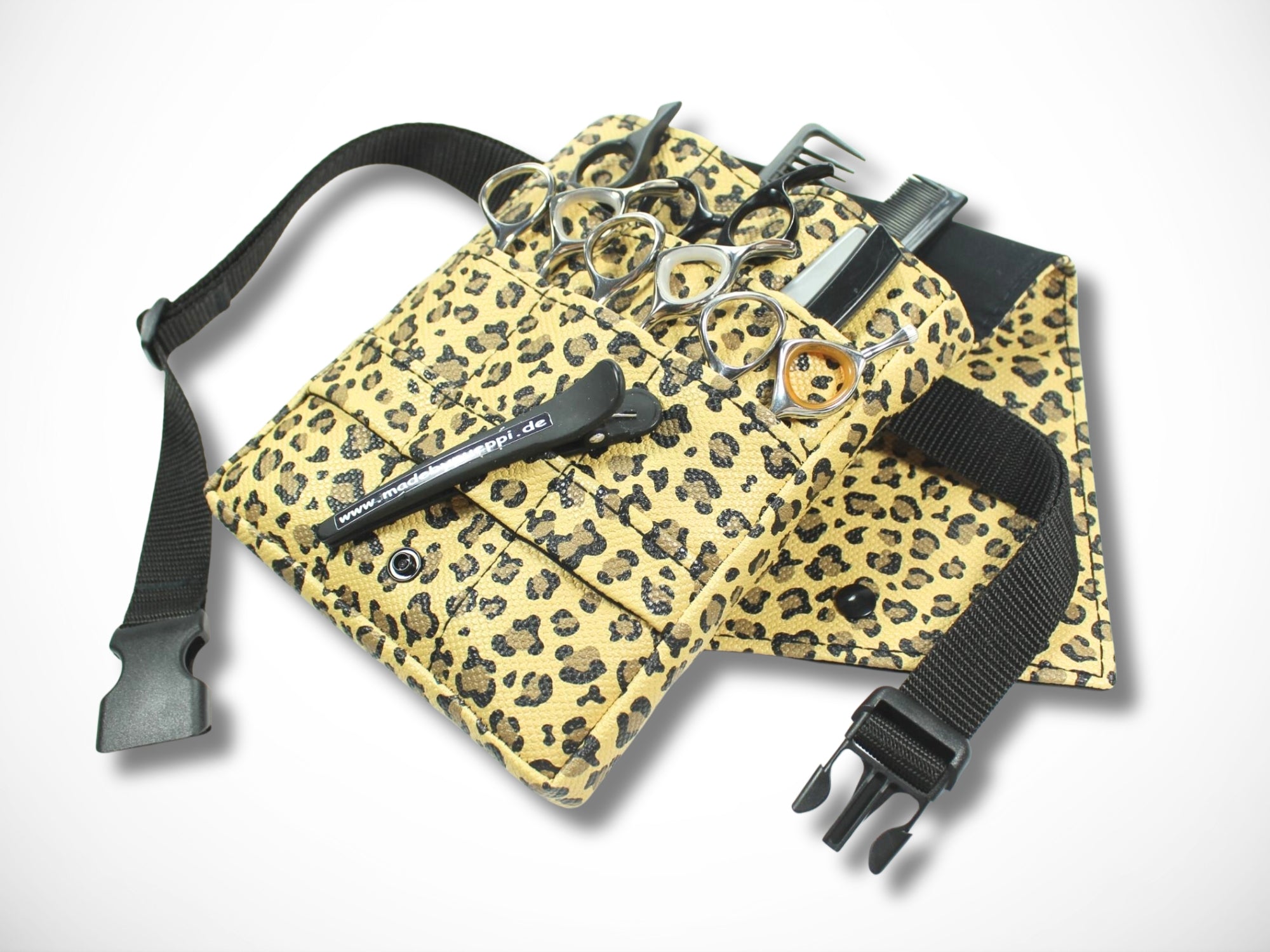 Kunstleder Friseurtasche im Leopard design für Friseurin im Friseursalon Friseurwerkzeug Scherentasche