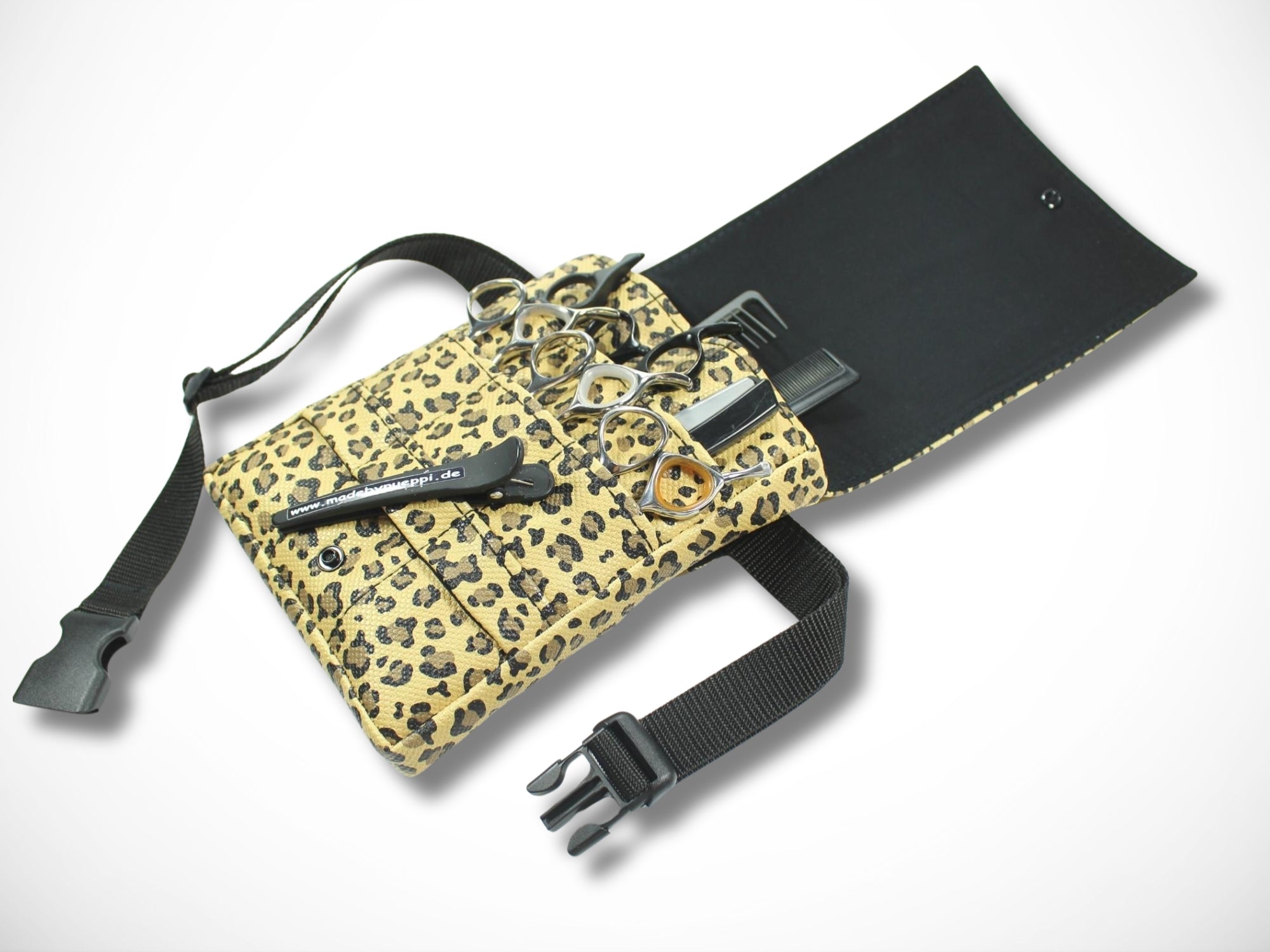 Kunstleder Friseurtasche im Leopard design für Friseurin im Friseursalon Friseurwerkzeug Scherentasche