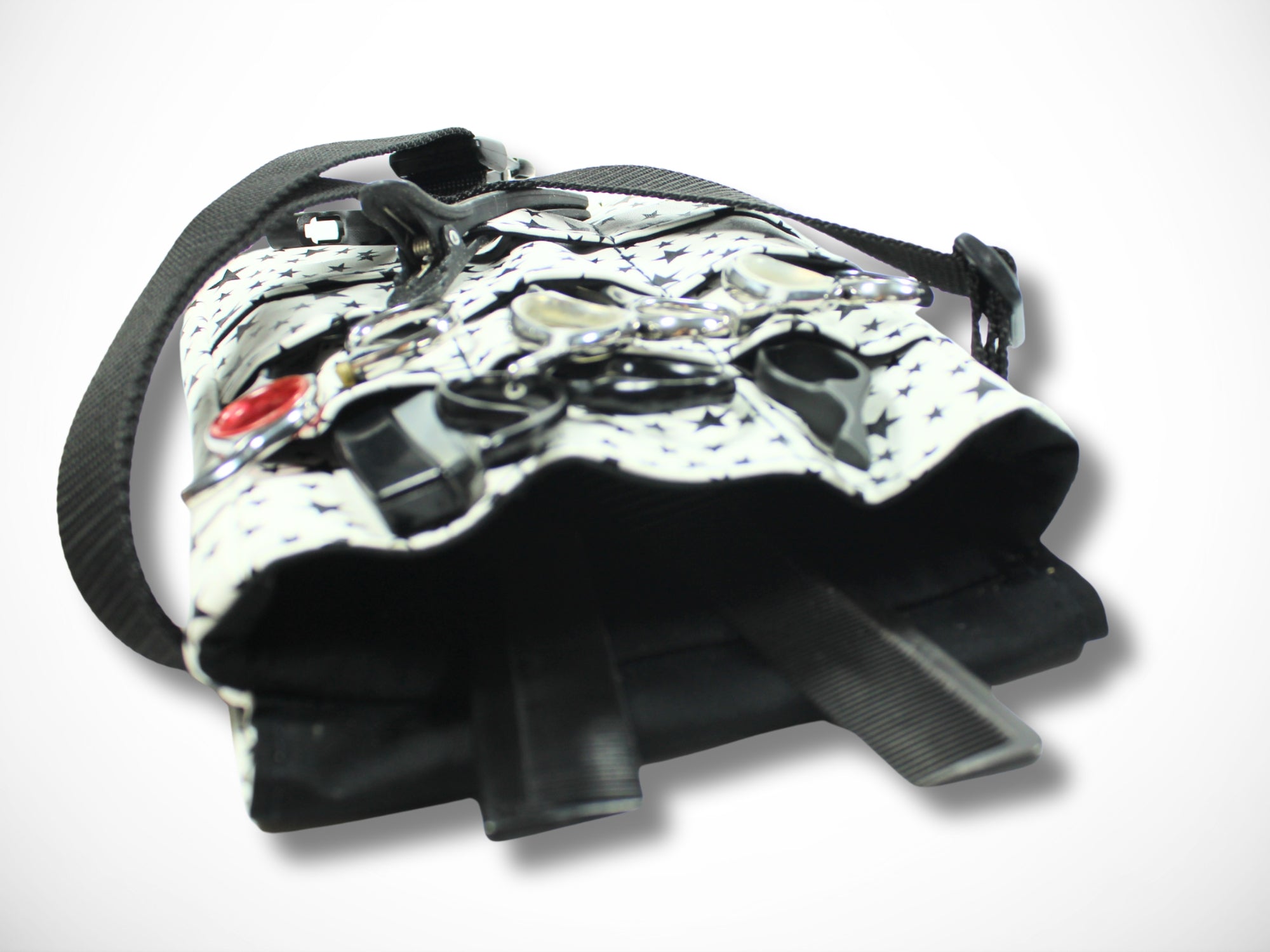 Friseurtasche Kunstleder Sterne Weiß Schwarz für Friseurscheren im Friseursalon