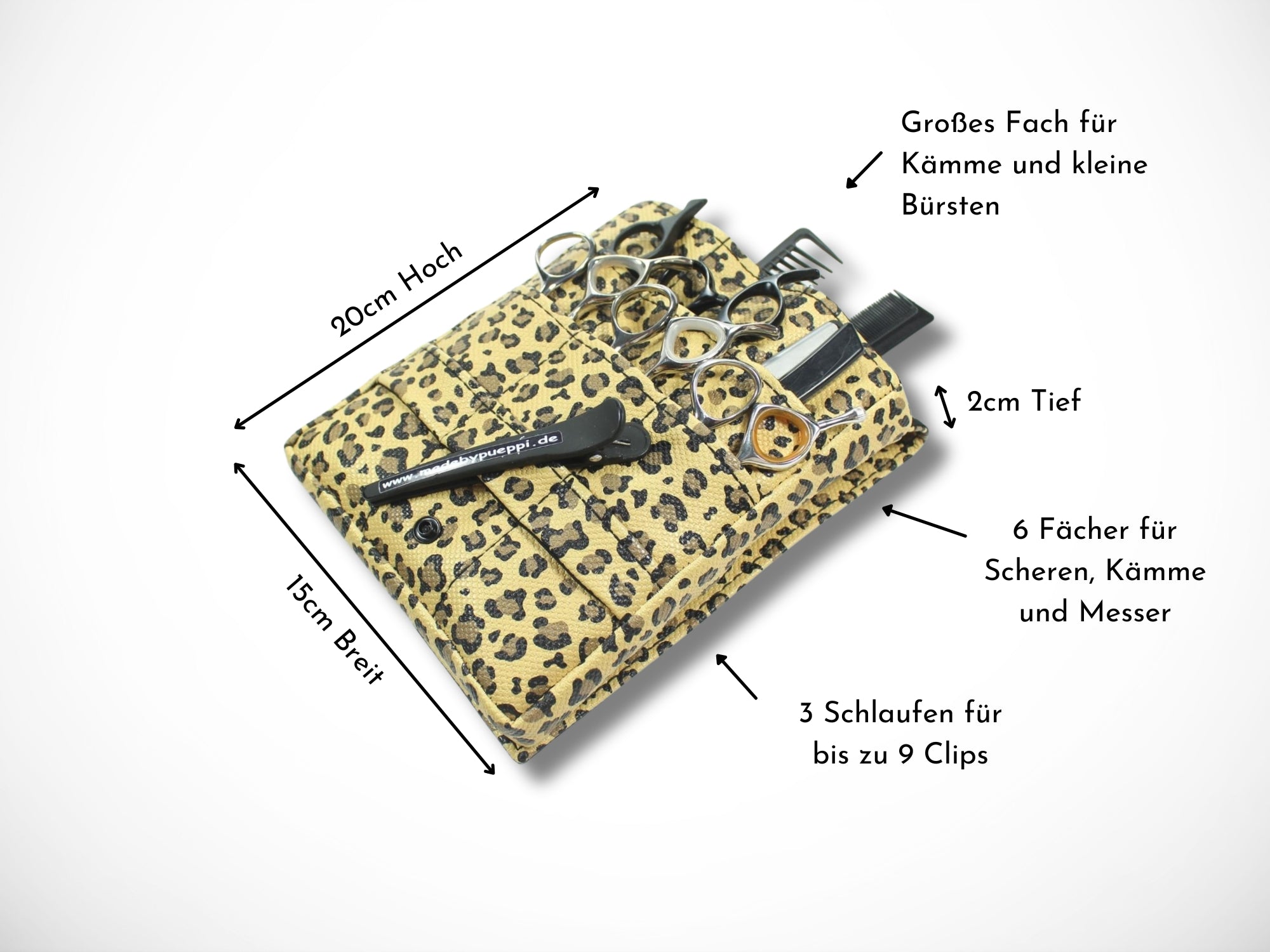 Kunstleder Friseurtasche im Leopard design für Friseurin im Friseursalon Friseurwerkzeug Scherentasche