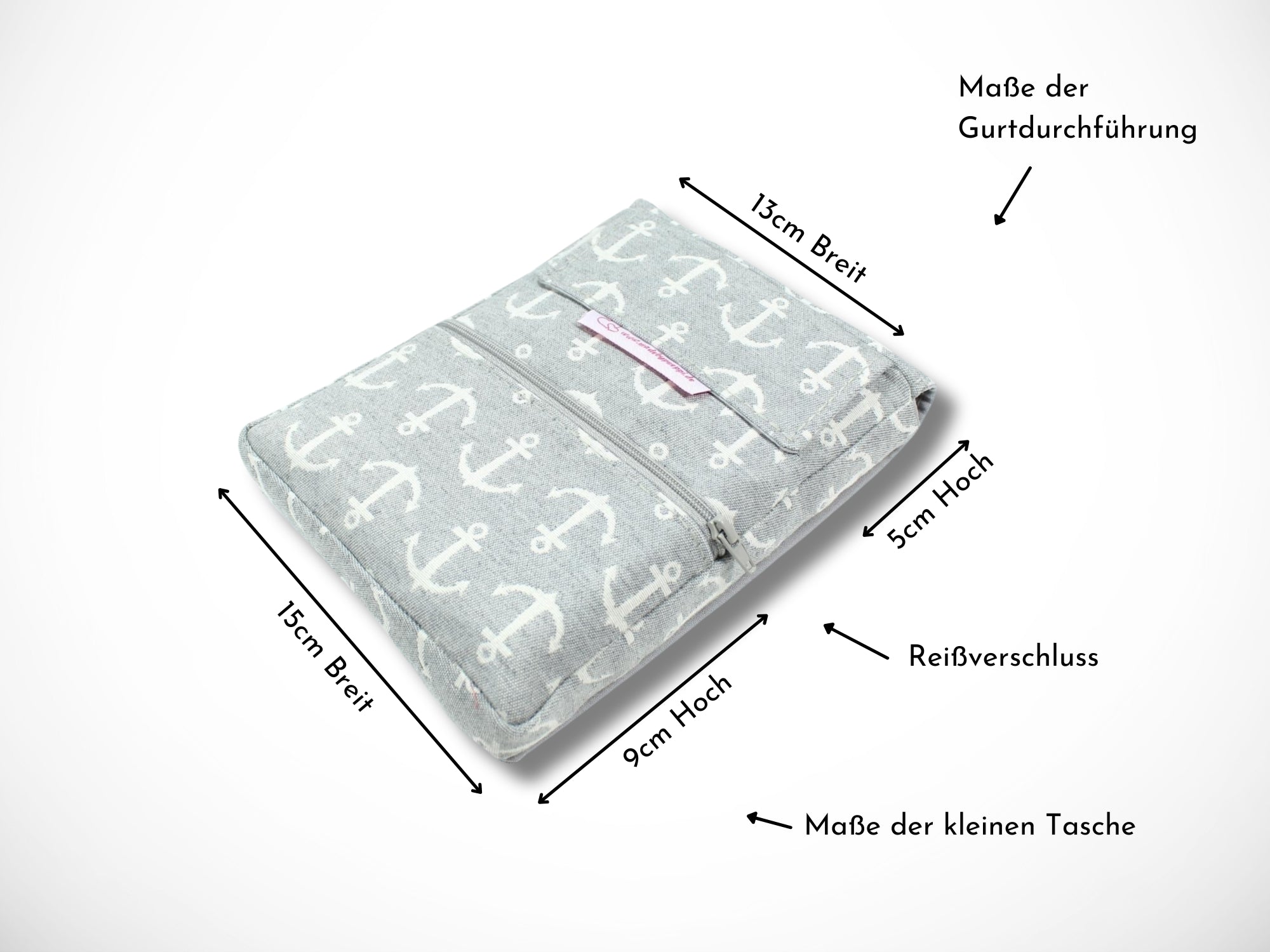 Friseur Scherentasche aus Baumwolle mit Anker in grau Werkzeugtasche für Friseurin und Friseurwerkzeug