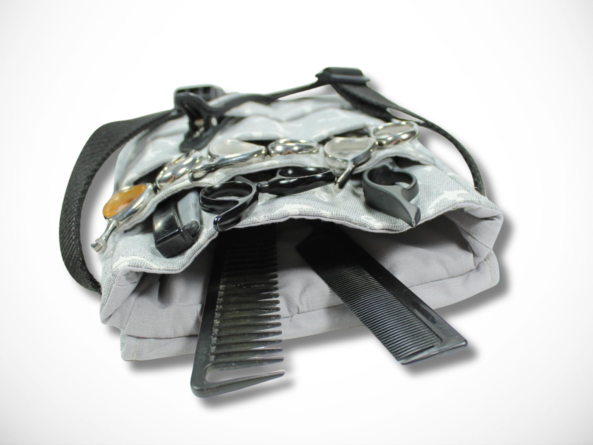 Friseur Scherentasche aus Baumwolle mit Anker in grau Werkzeugtasche für Friseurin und Friseurwerkzeug