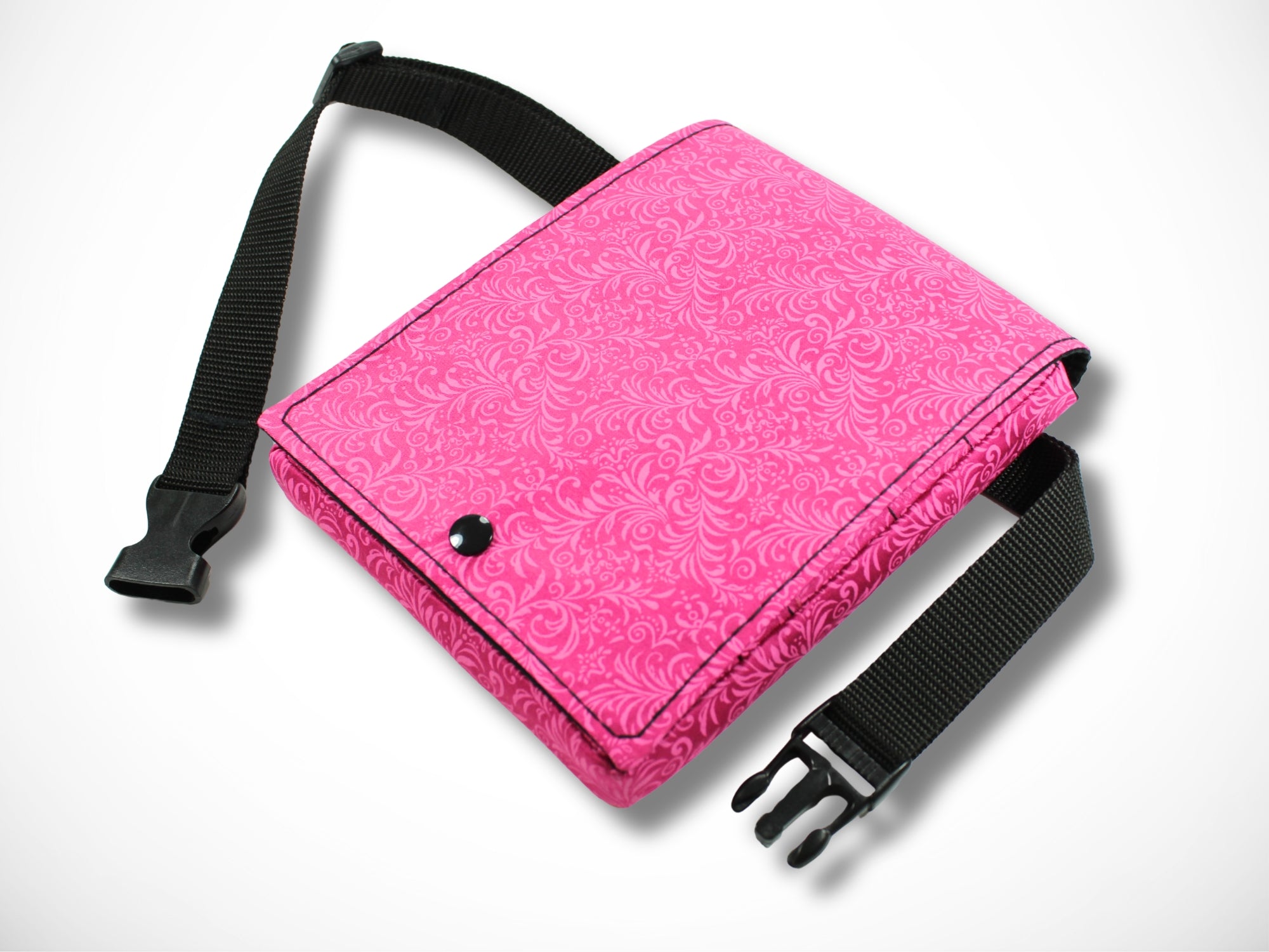 Pinke Friseurwerkzeugtasche aus Baumwolle mit Tribale Motiven für Friseurscheren im Friseursalon