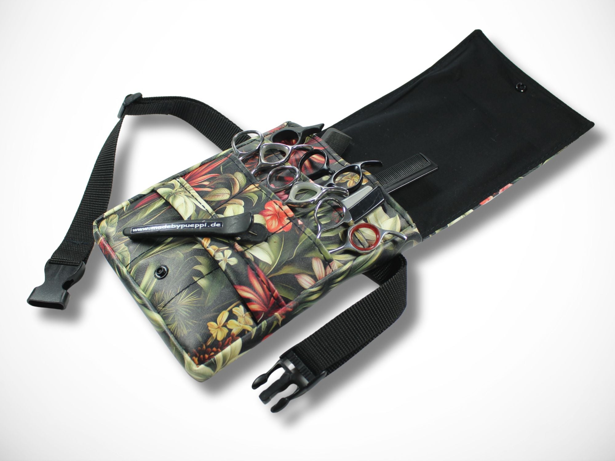 Blumen Friseurtasche aus Kunstleder für Friseurin im Friseursalon für Friseurscheren