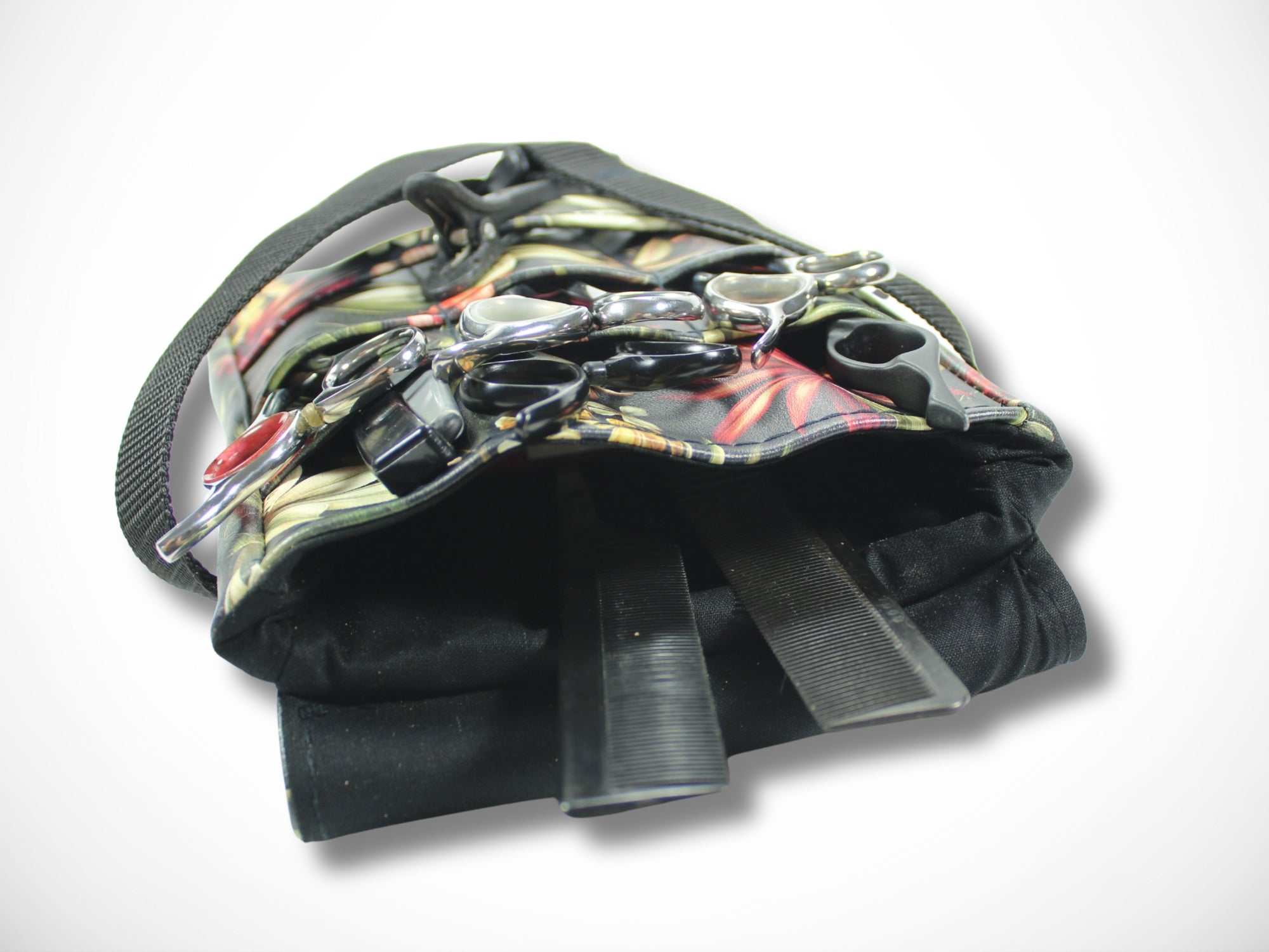 Blumen Friseurtasche aus Kunstleder für Friseurin im Friseursalon für Friseurscheren