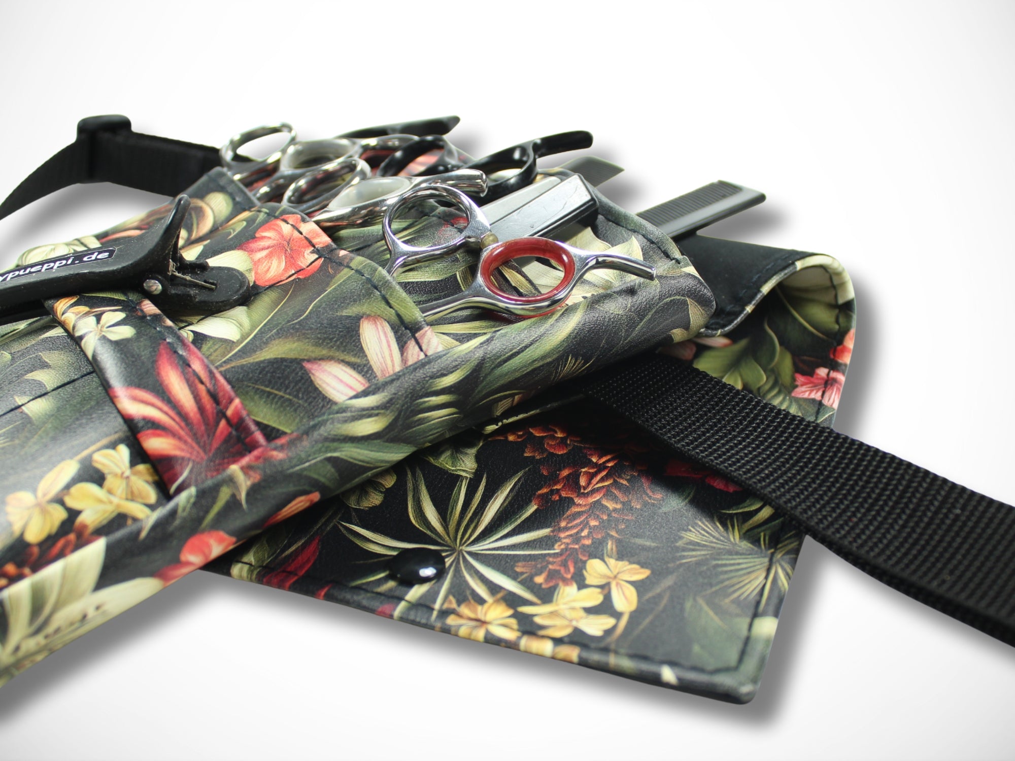 Blumen Friseurtasche aus Kunstleder für Friseurin im Friseursalon für Friseurscheren