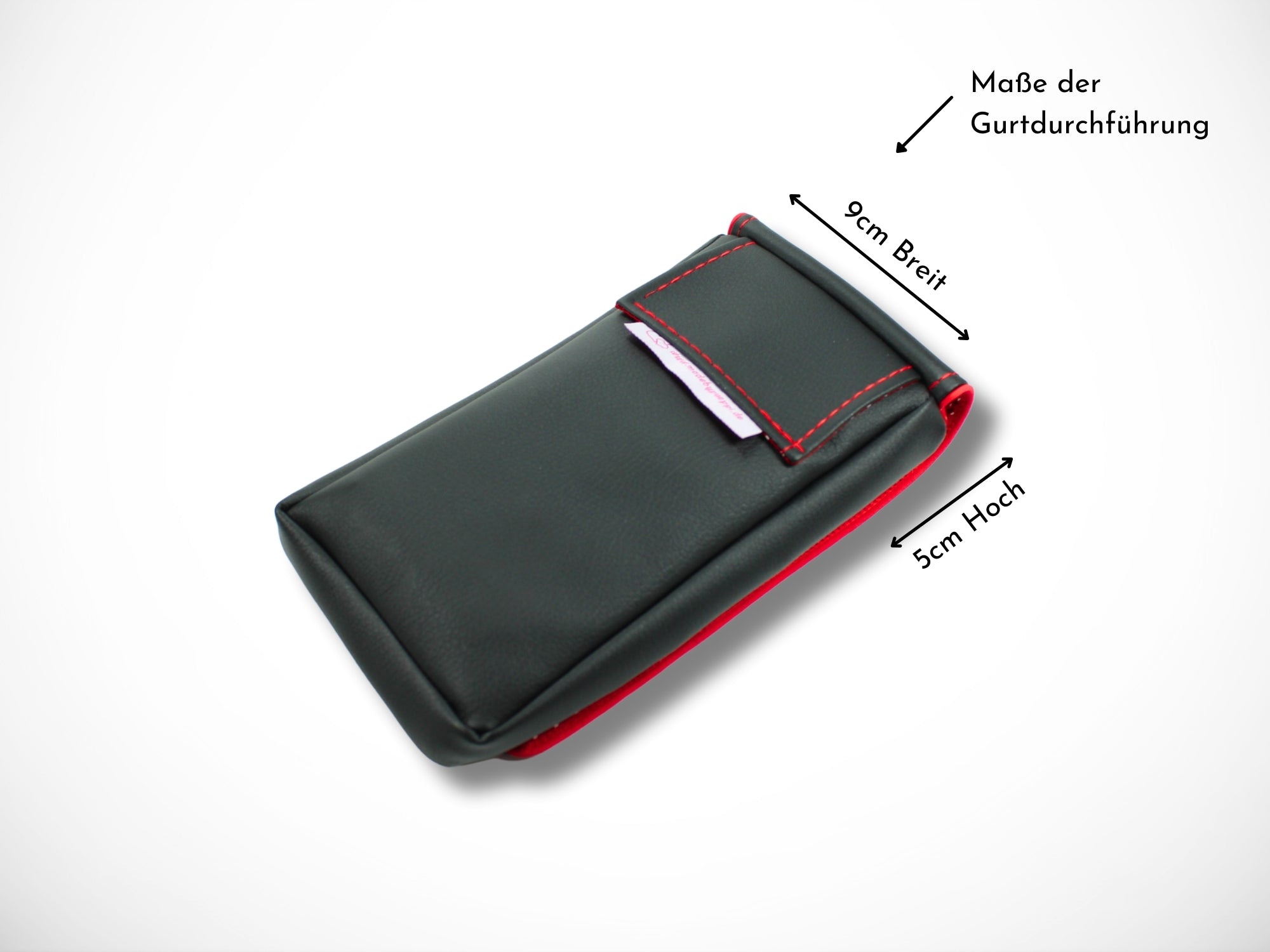 Kleine Scherentasche aus schwarzem Kunstleder mit roter Paspel und rotem Innenstoff für Friseurin Friseurwerkzeug Friseurscheren