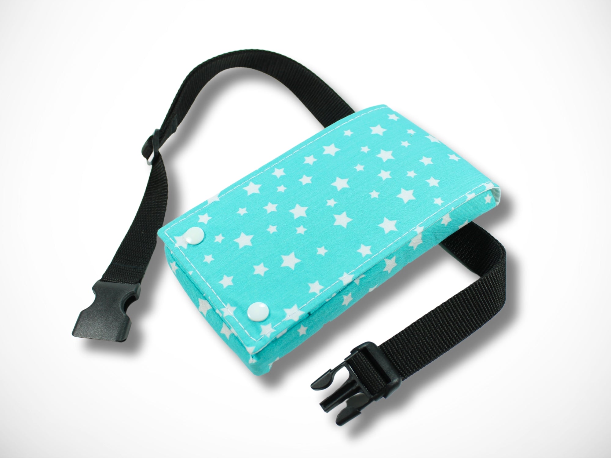 Kleine Scherentasche für Friseurwerkzeug aus verstärkter Baumwolle in türkis mit Sternen für Friseurscheren Friseurin