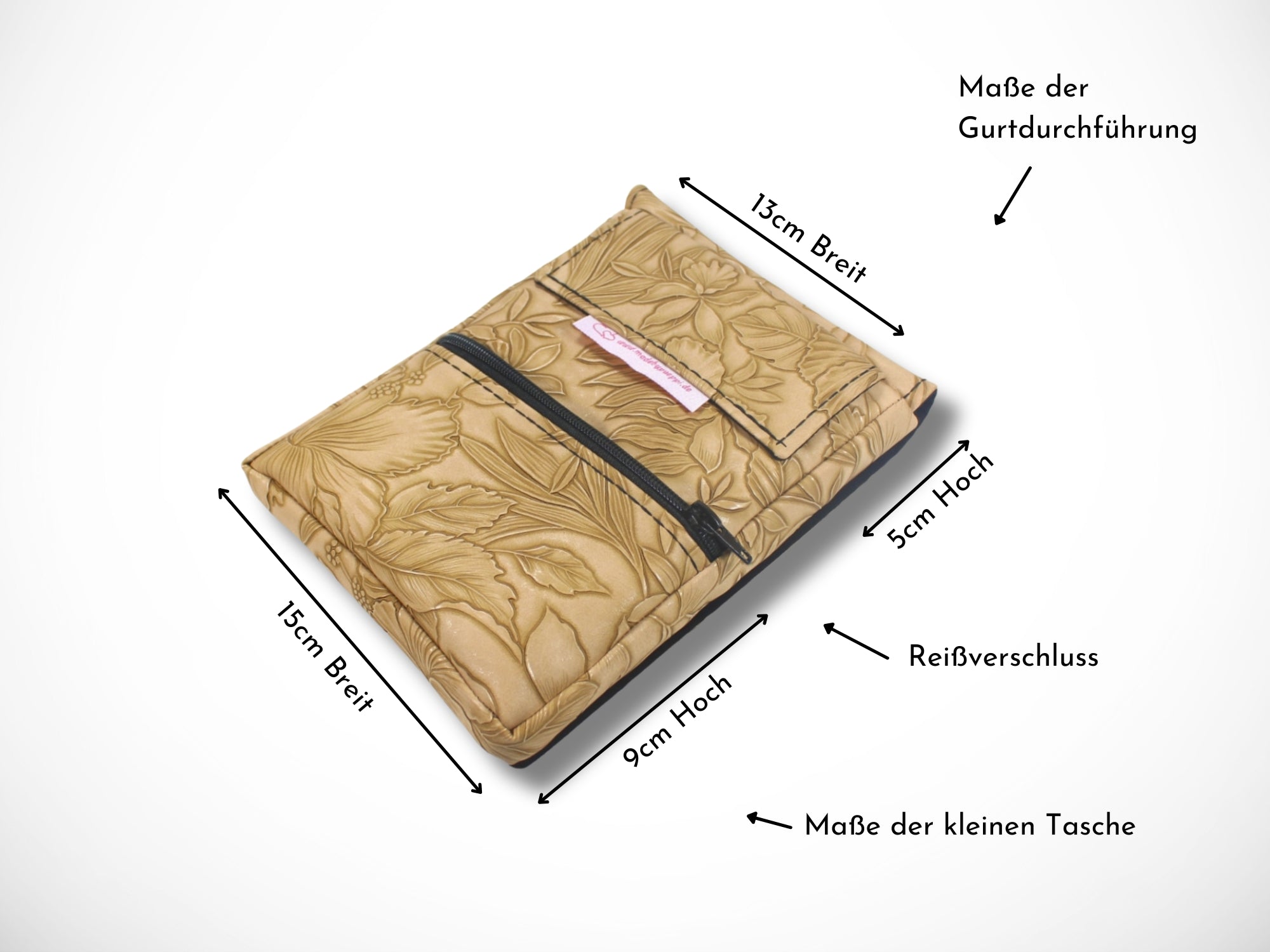 Friseur Scherentasche Blumen Kunstleder hellbraun Gürteltasche für Friseurin und Friseurwerkzeug im Friseursalon