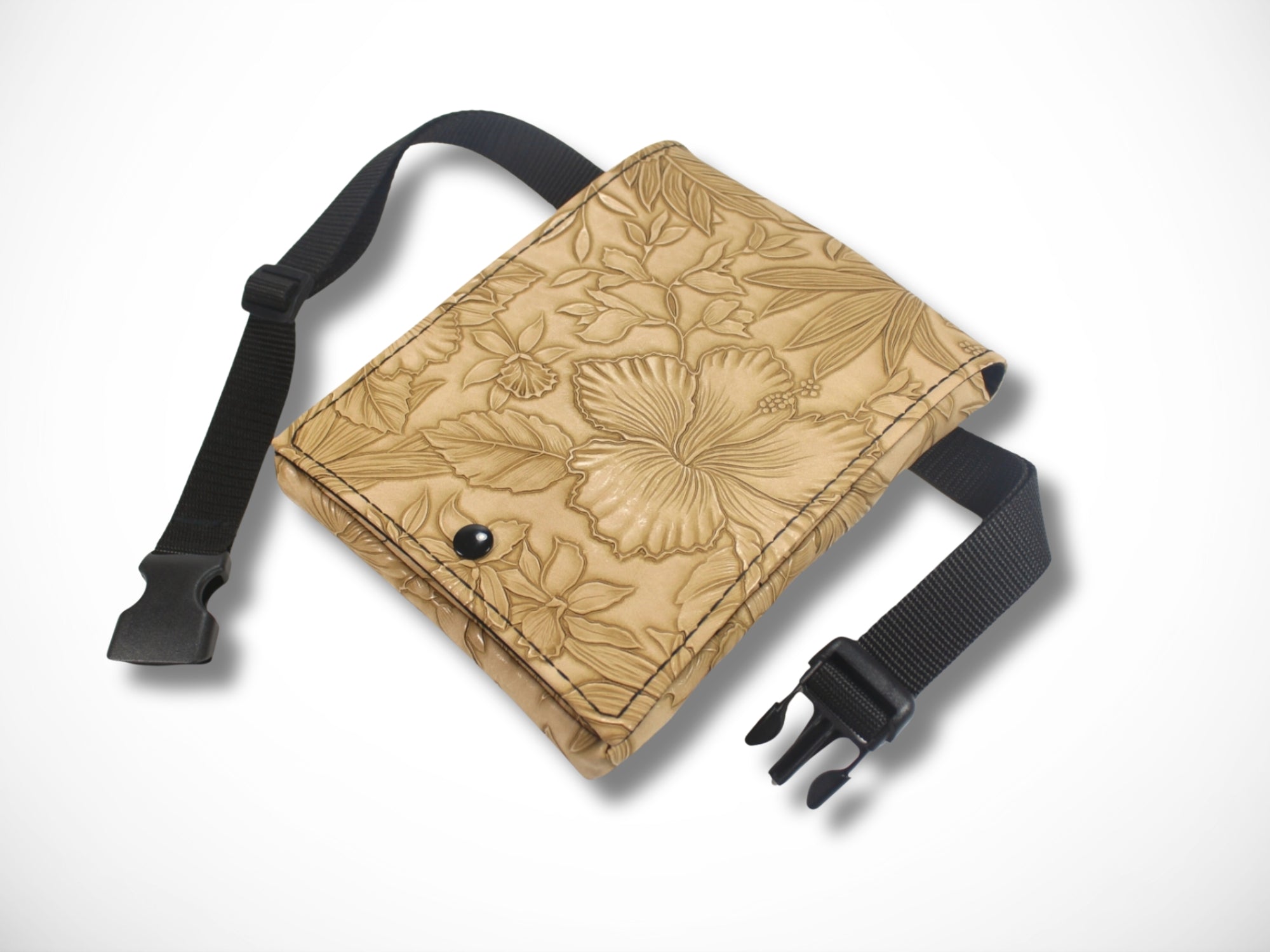 Friseur Scherentasche Blumen Kunstleder hellbraun Gürteltasche für Friseurin und Friseurwerkzeug im Friseursalon