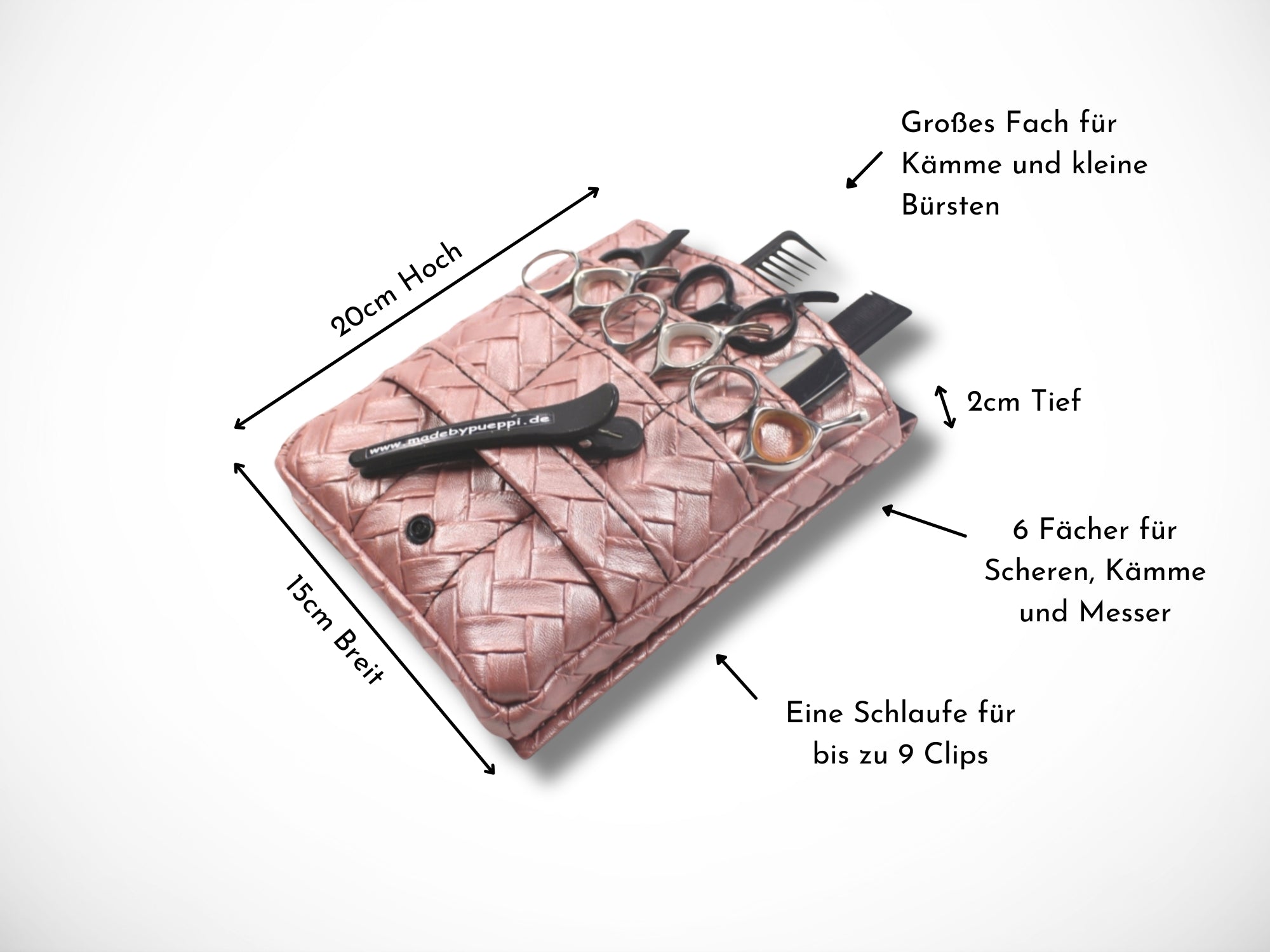 Friseur Scherentasche Rosa aus Kunstleder Gürteltasche für Friseurin im Friseursalon für Friseur Werkzeug