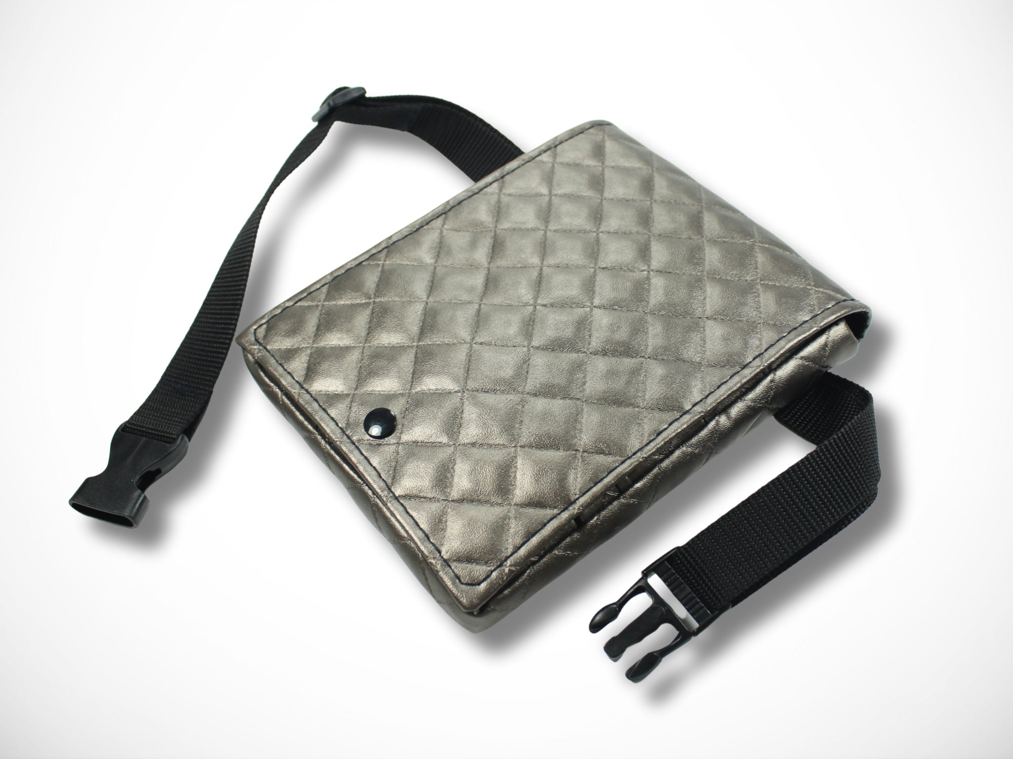 Friseur Werkzeugtasche für Friseurin im Friseursalon aus gestepptem Kunstleder in Platin