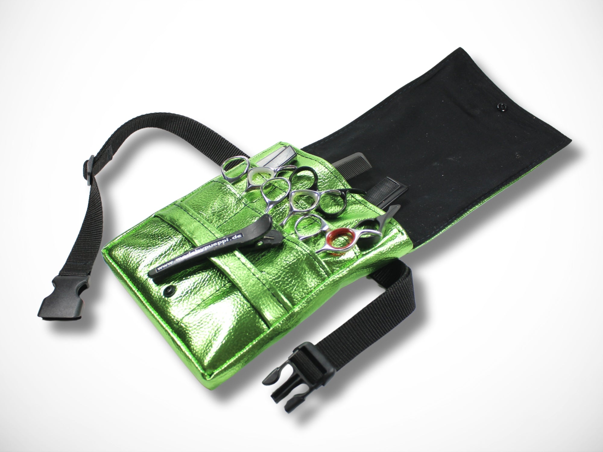 Friseur Werkzeugtasche Metallic Grün für Friseurscheren Friseurin im Friseursalon