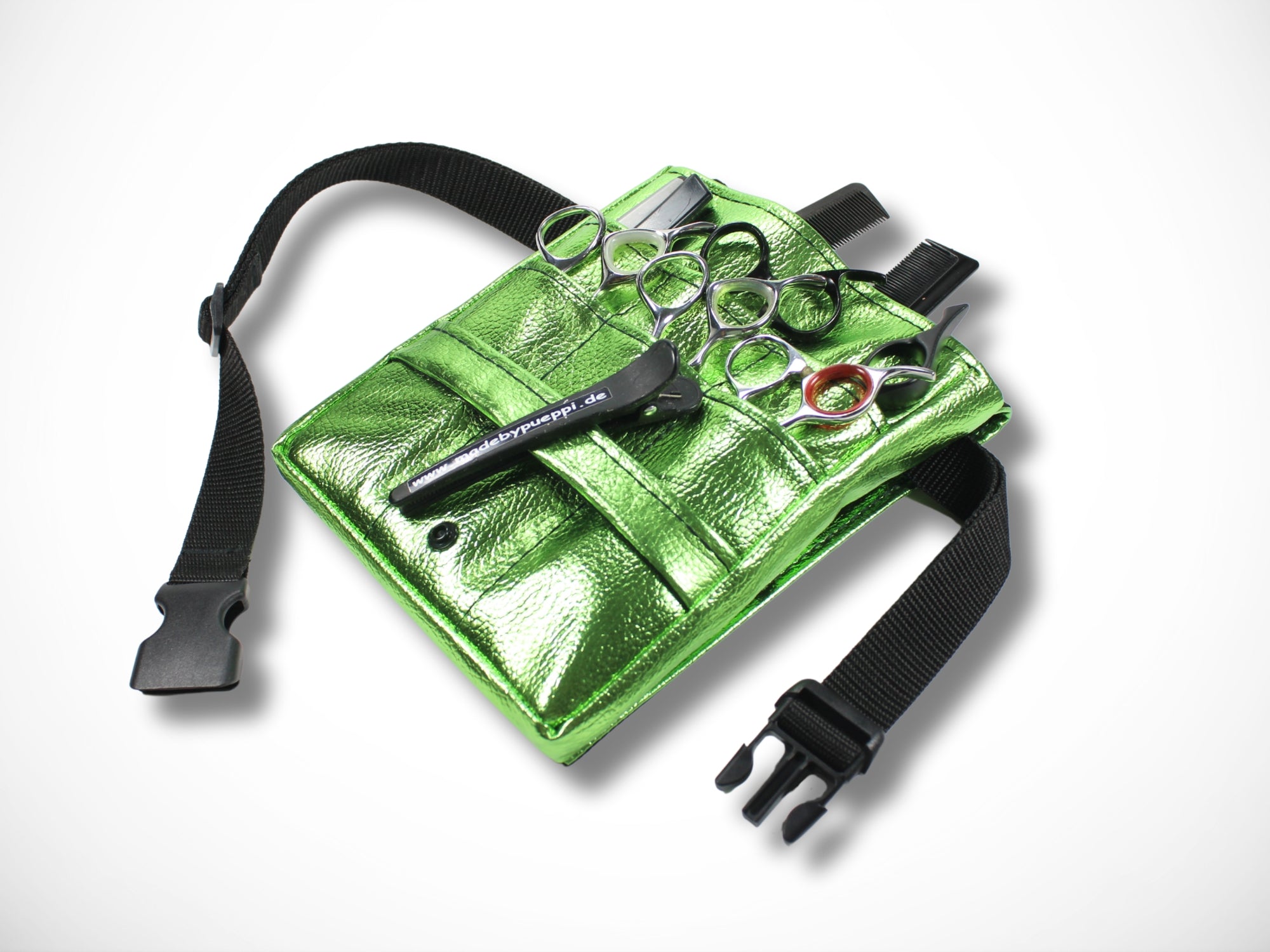 Friseur Werkzeugtasche Metallic Grün für Friseurscheren Friseurin im Friseursalon