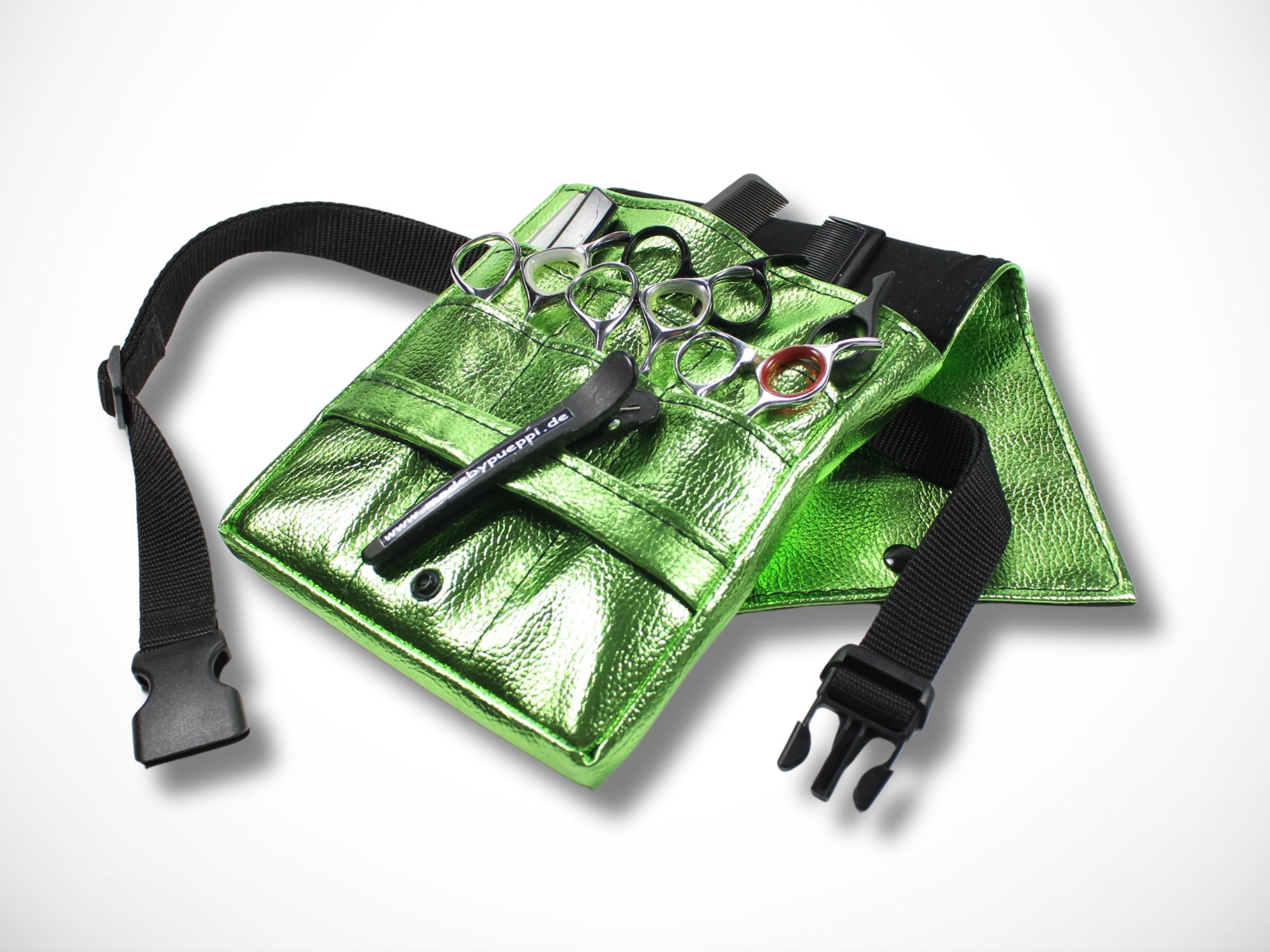 Friseur Werkzeugtasche Metallic Grün für Friseurscheren Friseurin im Friseursalon