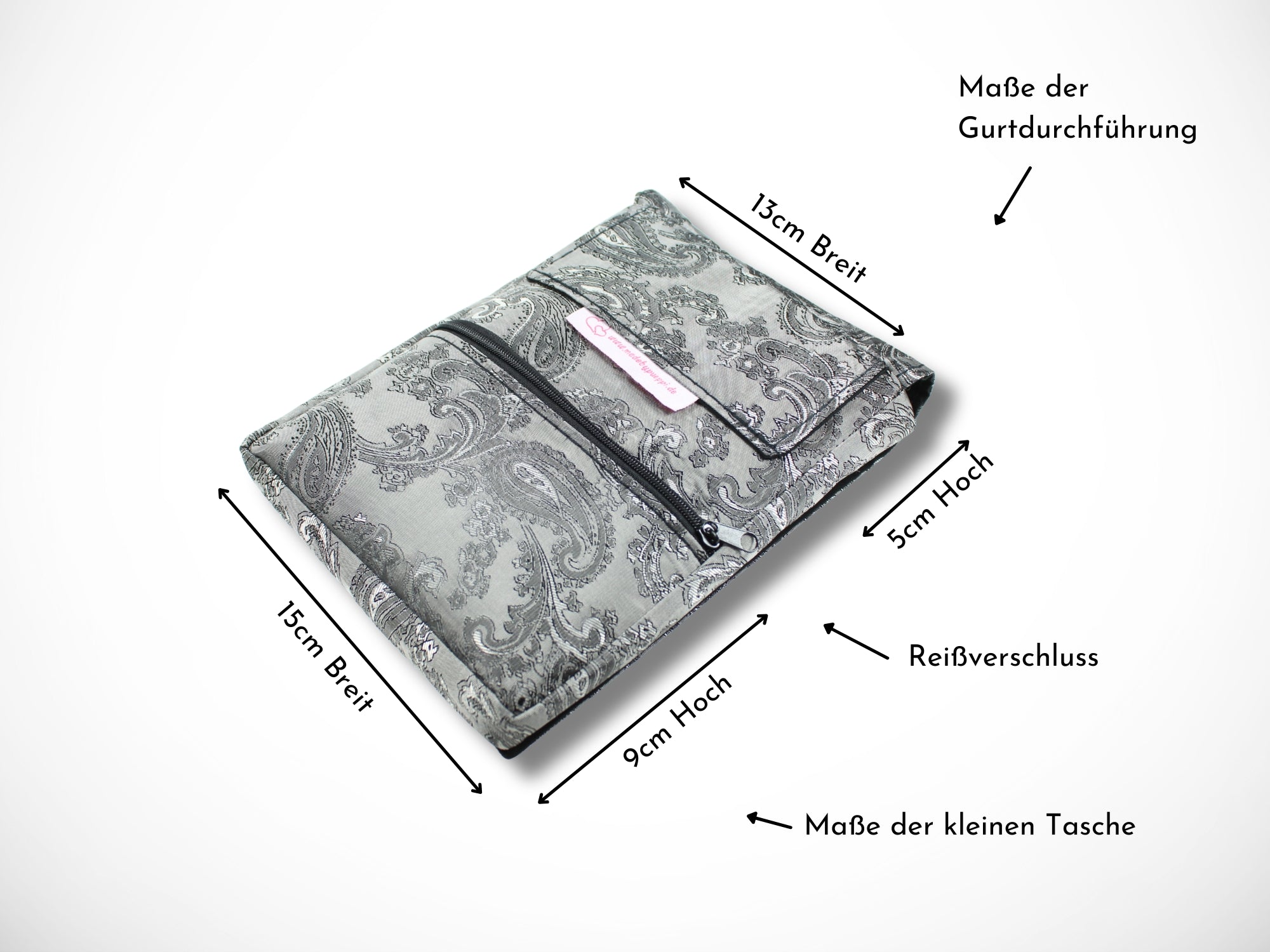 Friseurwerkzeugtasche mit Ornamenten in grau Friseurscherentasche für Friseurscheren im Friseursalon