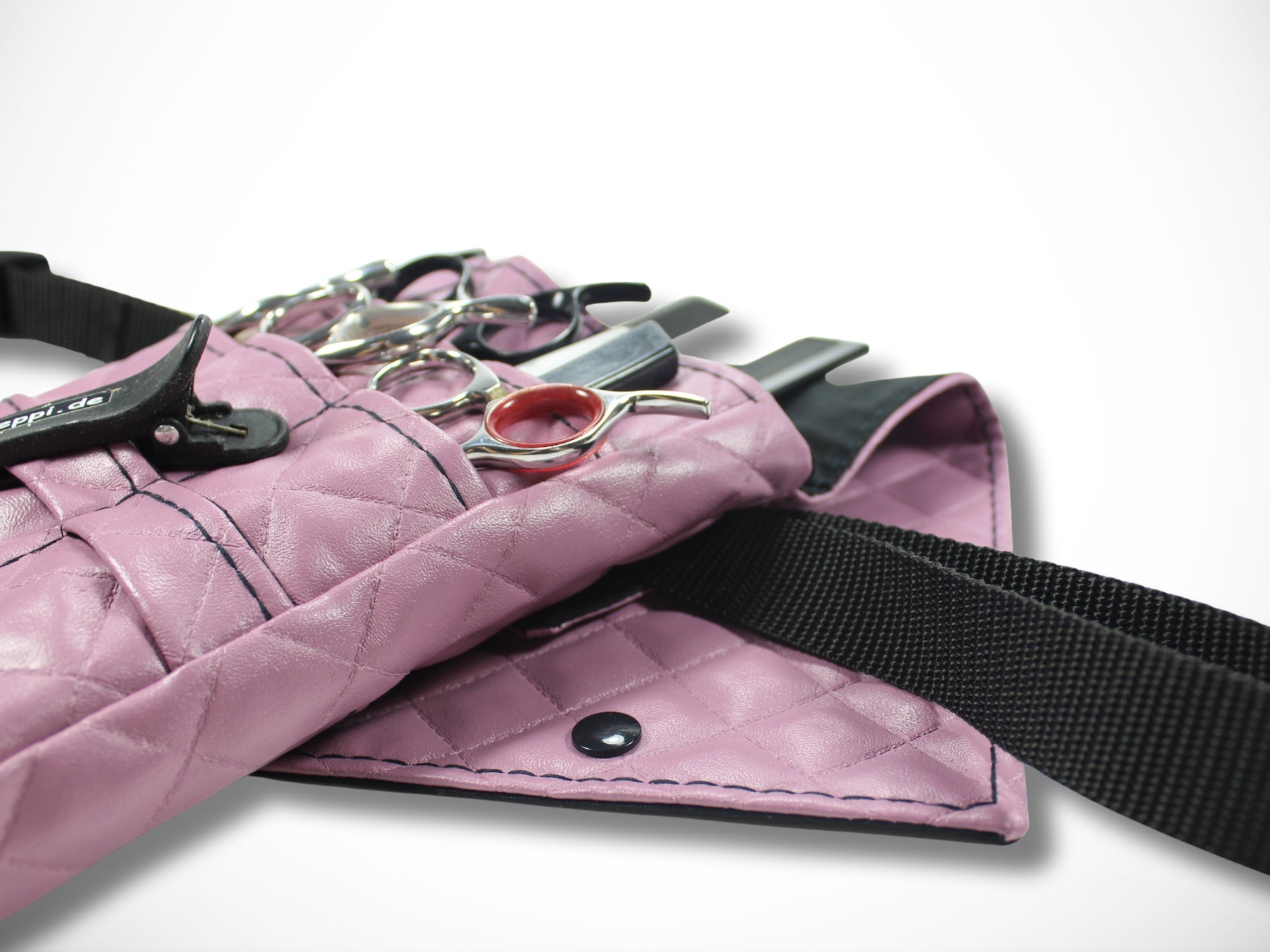 Friseur Werkzeugtasche aus gestepptem Kunstleder in Lila für Friseurin im Friseursalon