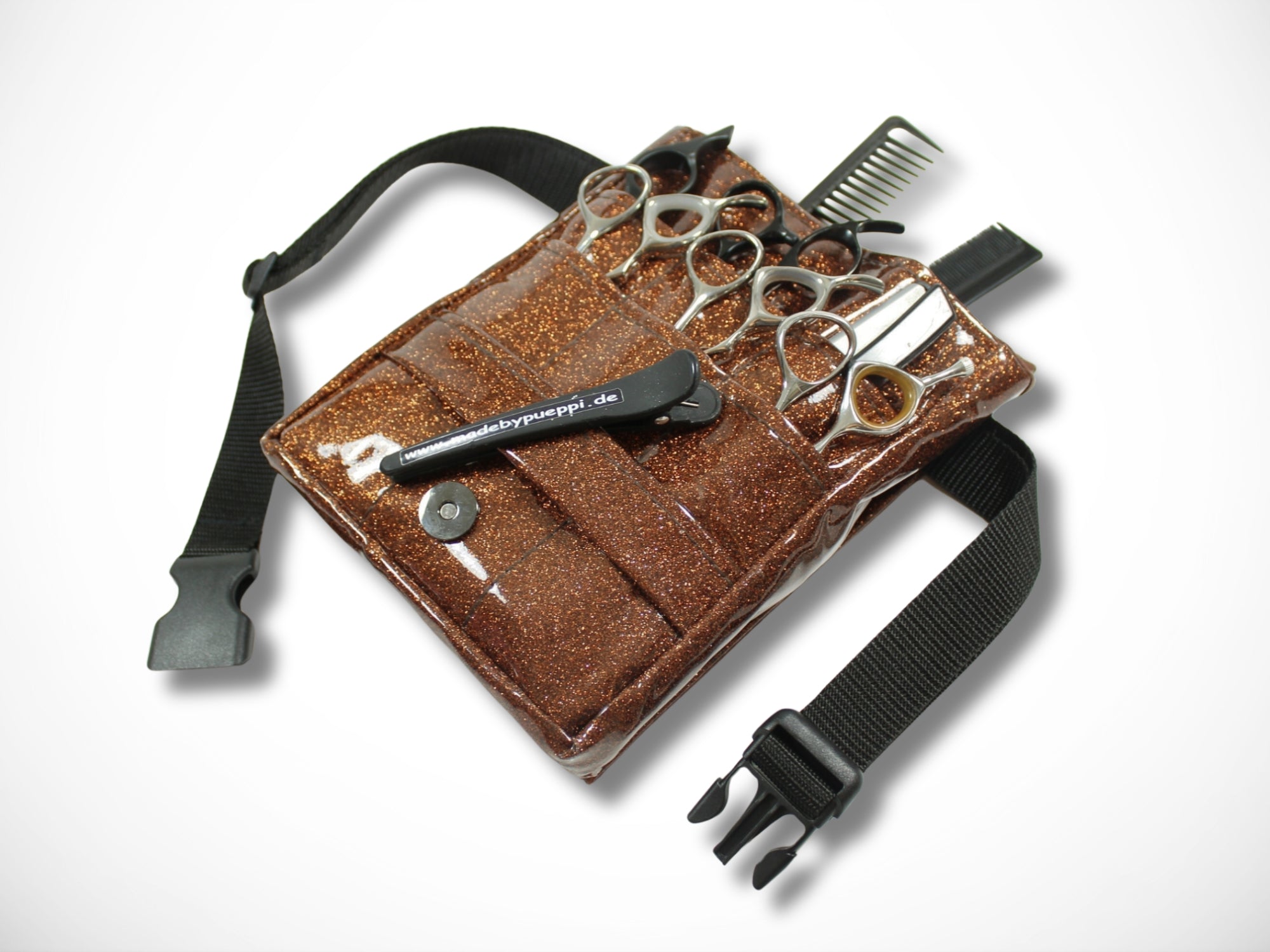 Glitzer Friseurtasche in braun Scherentasche für Friseur Werkzeug