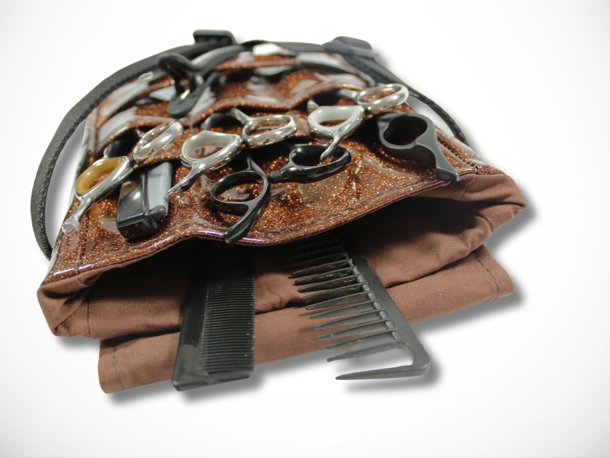 Glitzer Friseurtasche in braun Scherentasche für Friseur Werkzeug