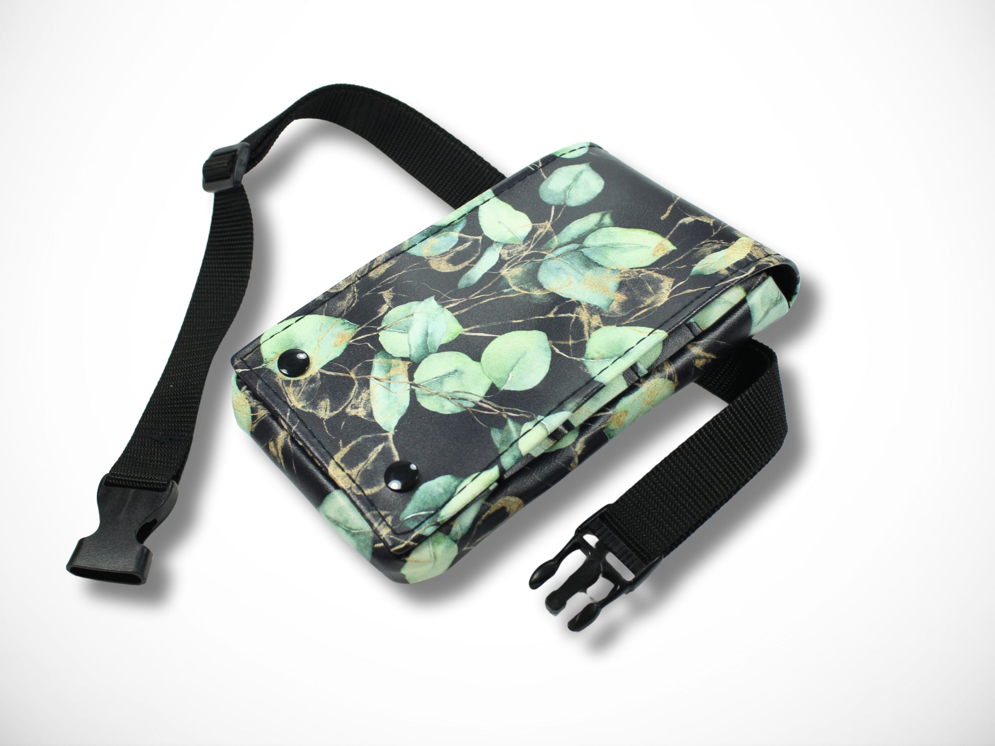 Kleine Friseurtasche aus Kunstleder mit Eukalyptus Druck für Friseurin im Friseursalon