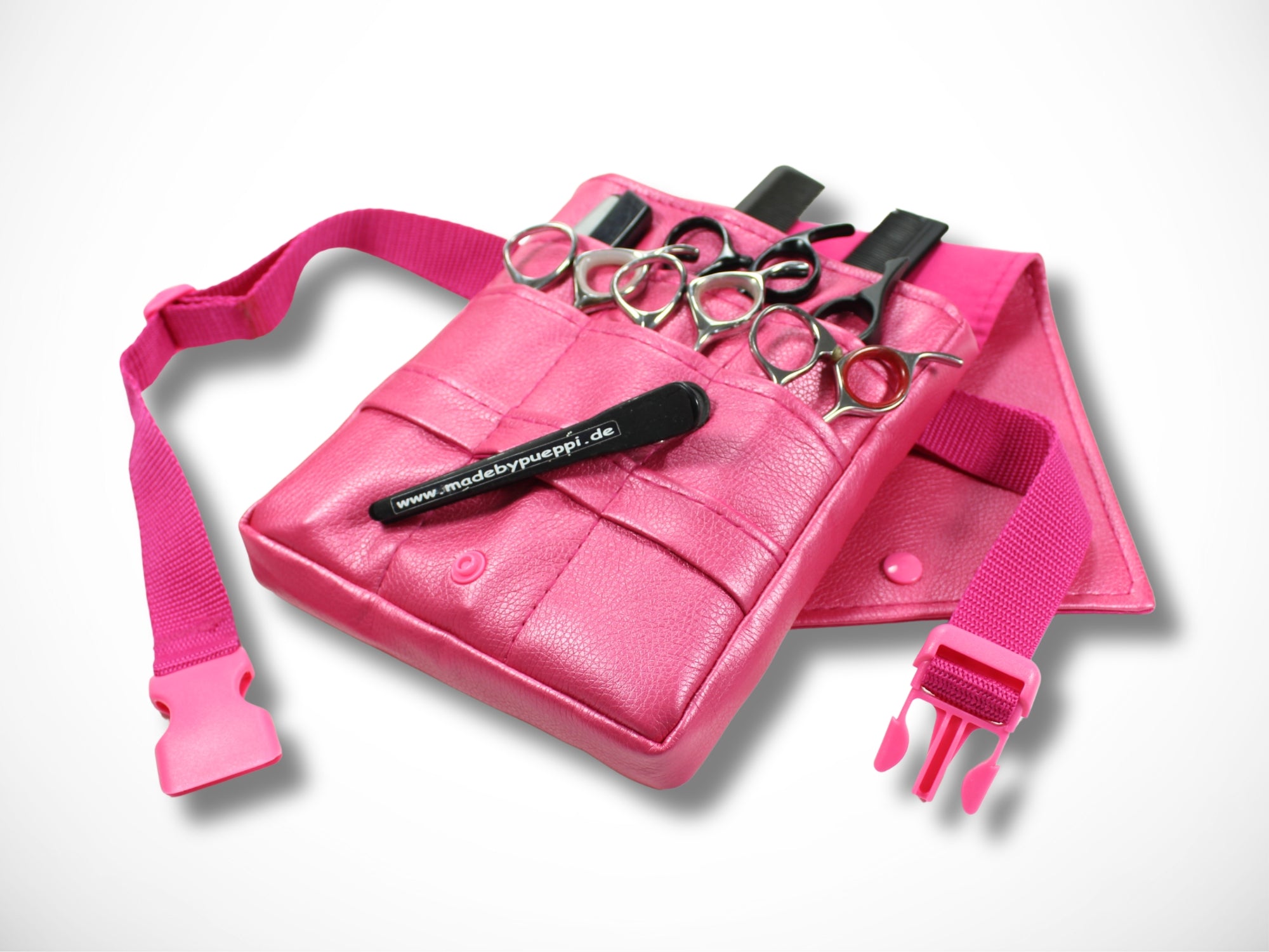 Pinke Kunstleder Friseurtasche für Friseurscheren im Friseursalon