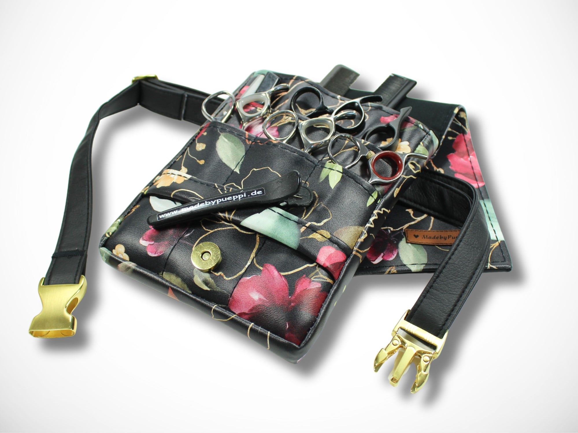 Blumen Friseur Werkzeugtasche aus Kunstleder Elegant für Friseurscheren im Friseursalon