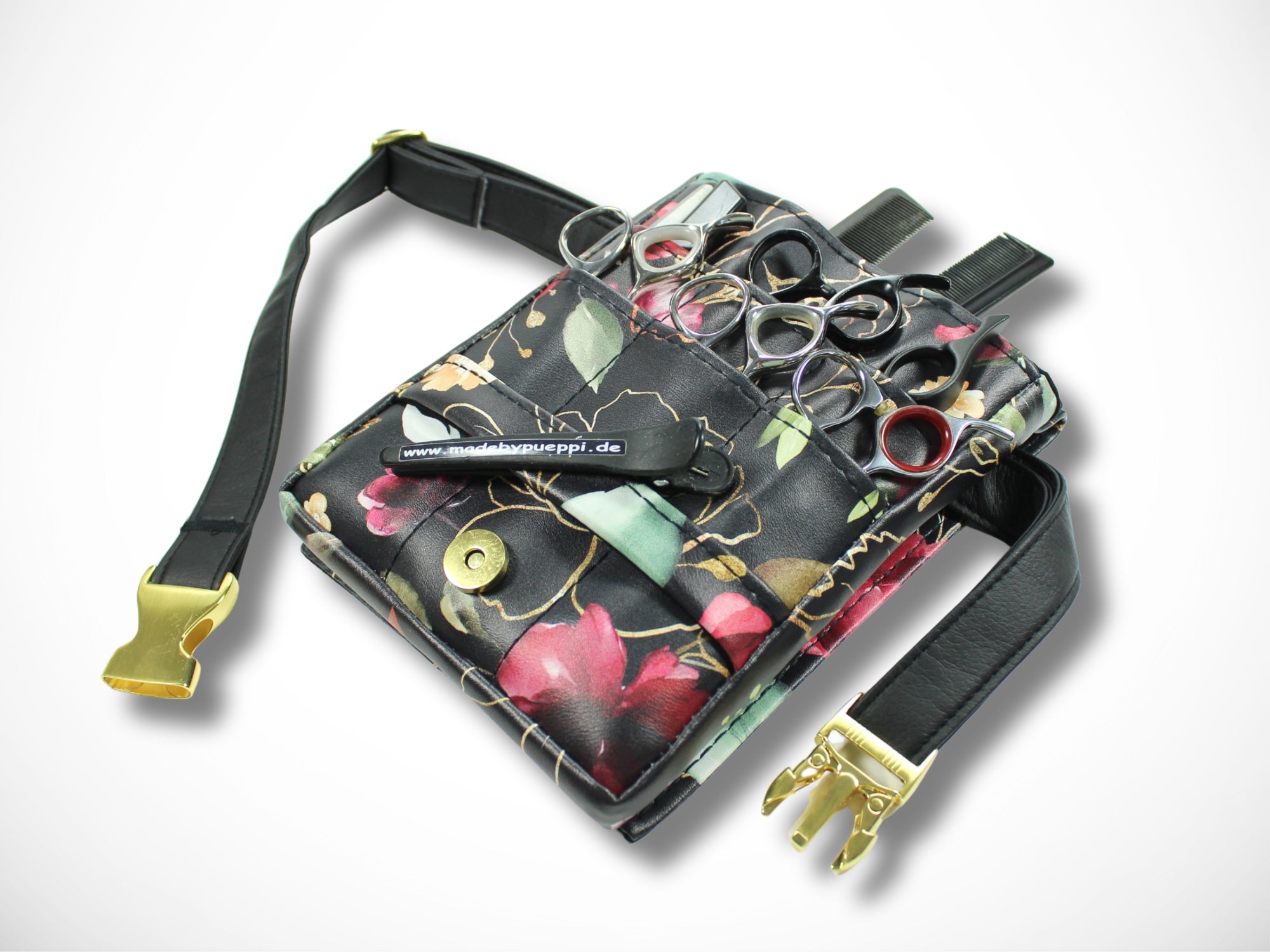 Blumen Friseur Werkzeugtasche aus Kunstleder Elegant für Friseurscheren im Friseursalon