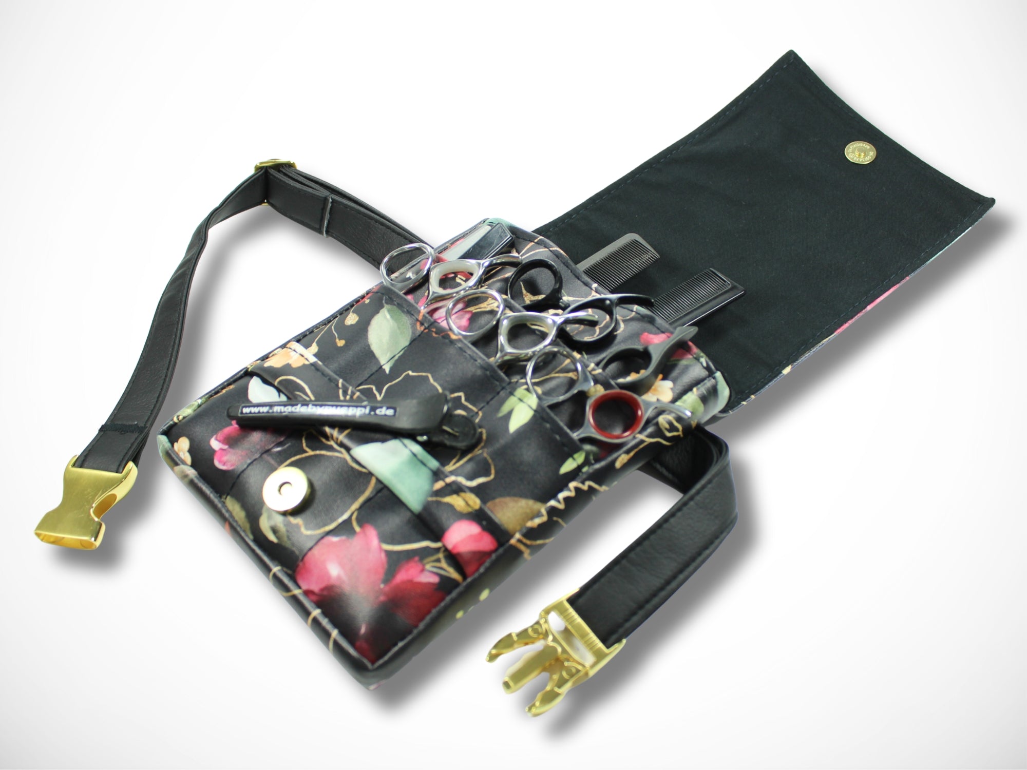 Blumen Friseur Werkzeugtasche aus Kunstleder Elegant für Friseurscheren im Friseursalon