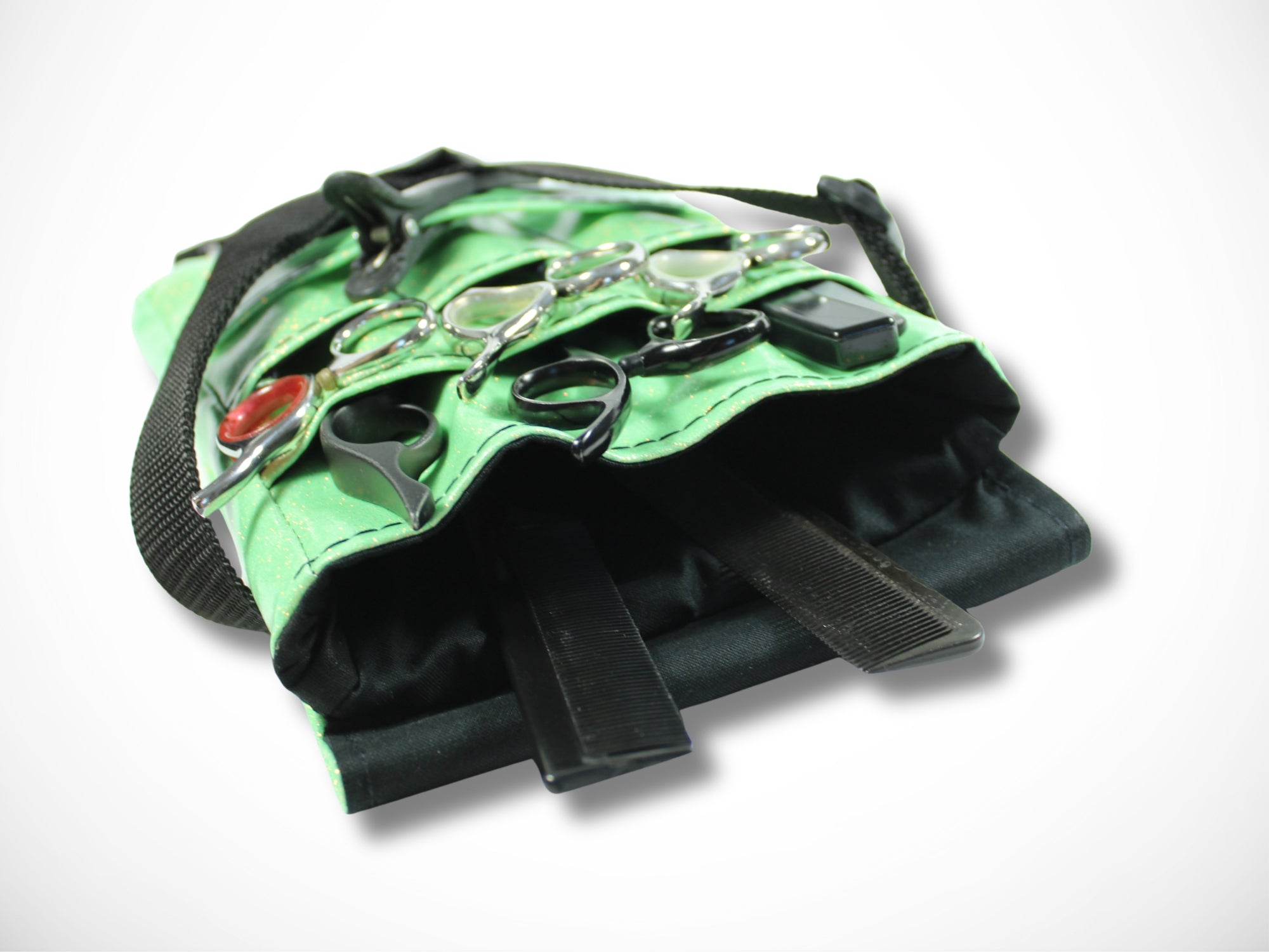 Glitzer Friseur Werkzeugtasche aus Vinyl Kunstleder für Friseurwerkzeug im Friseursalon in mint