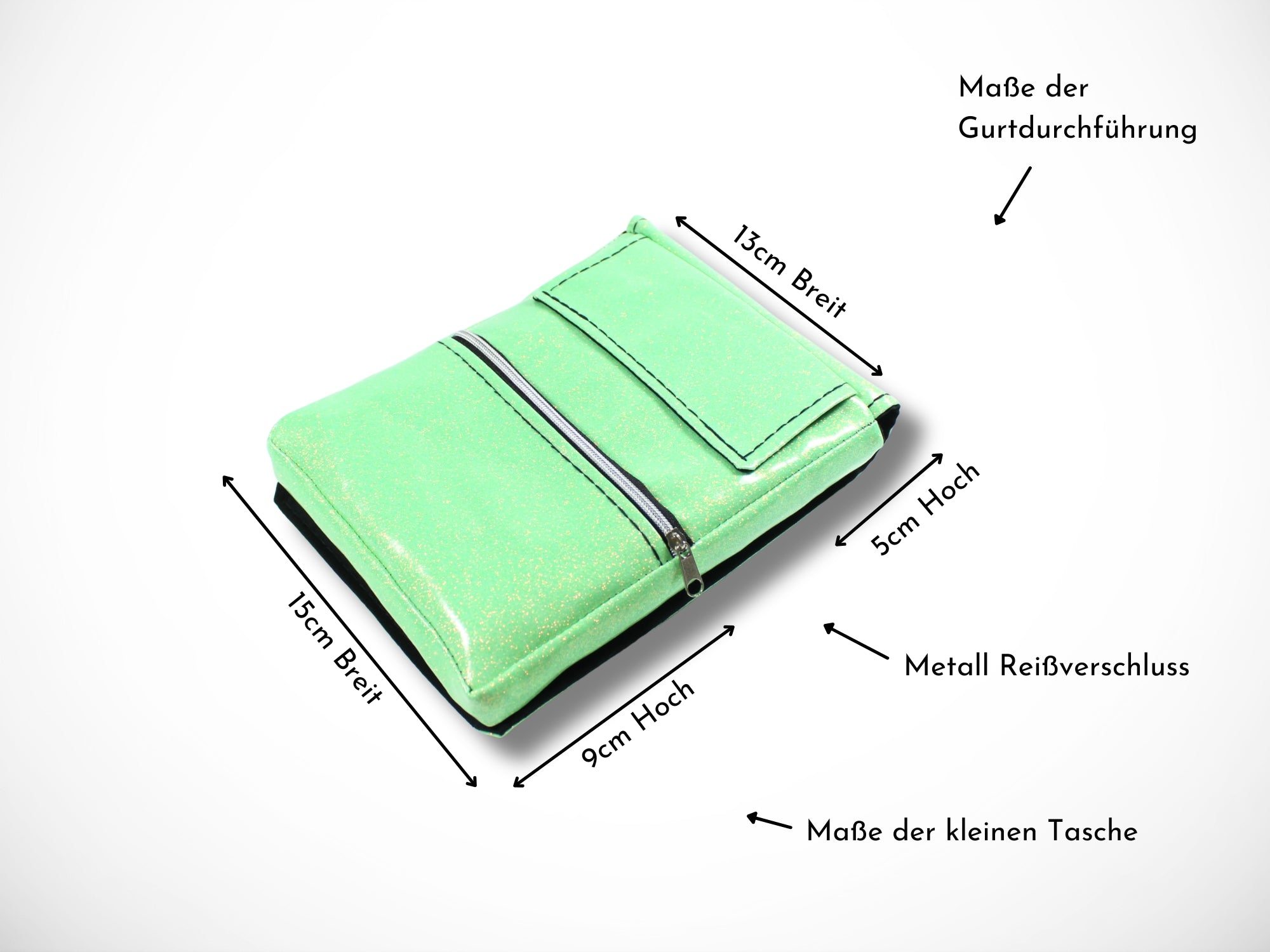 Glitzer Friseur Werkzeugtasche aus Vinyl Kunstleder für Friseurwerkzeug im Friseursalon in mint