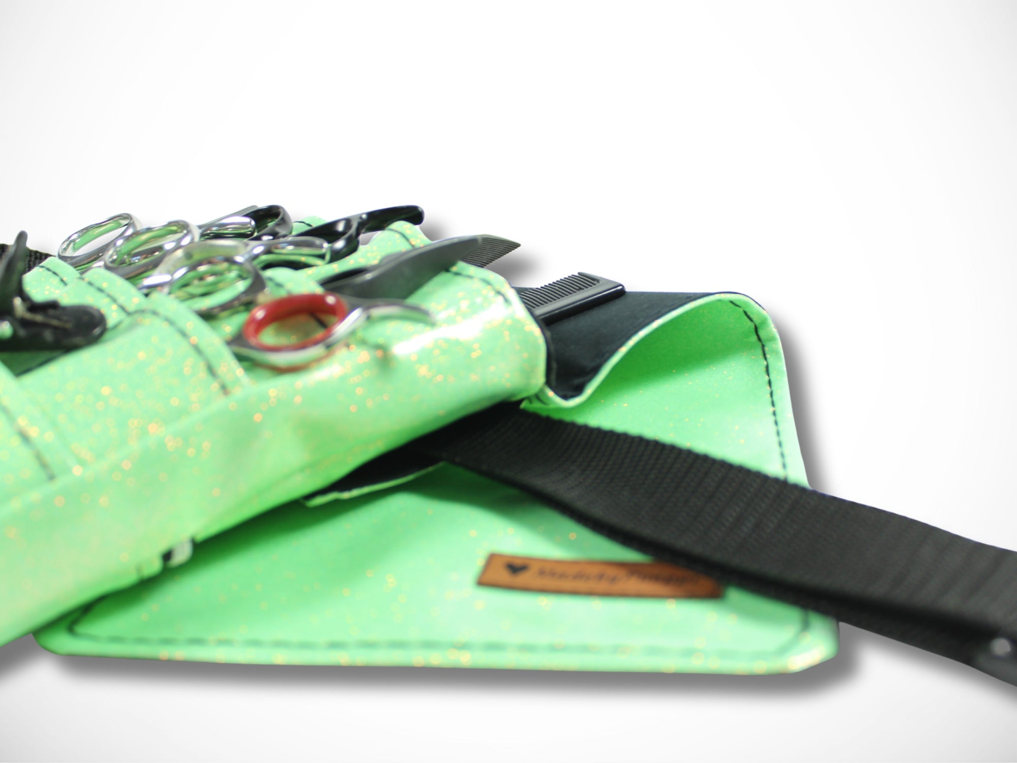 Glitzer Friseur Werkzeugtasche aus Vinyl Kunstleder für Friseurwerkzeug im Friseursalon in mint