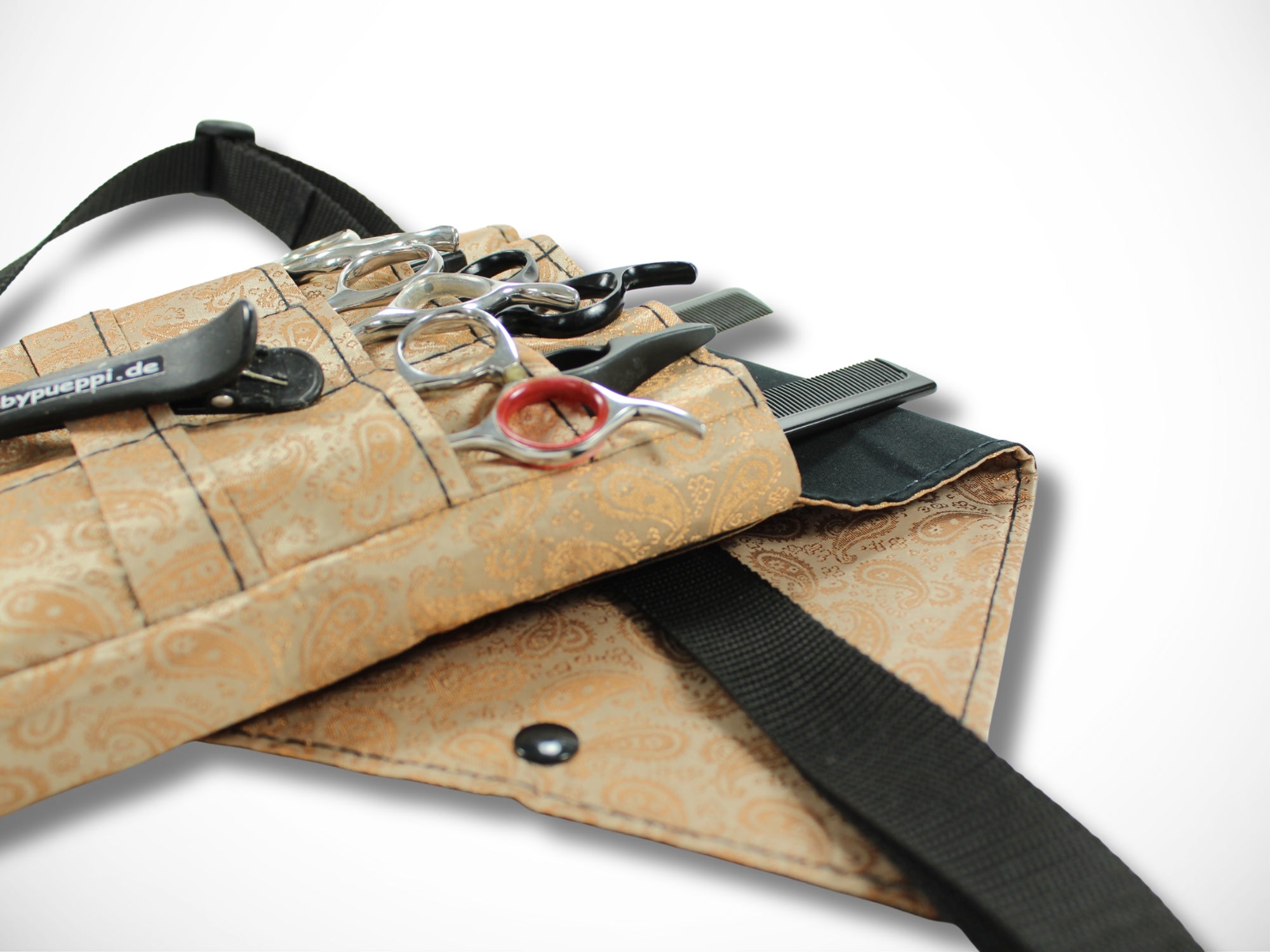 Friseur Werkzeugtasche aus Baumwolle mit Ornamenten in beige Scherentasche für Friseure Werkzeugtasche für Friseurin