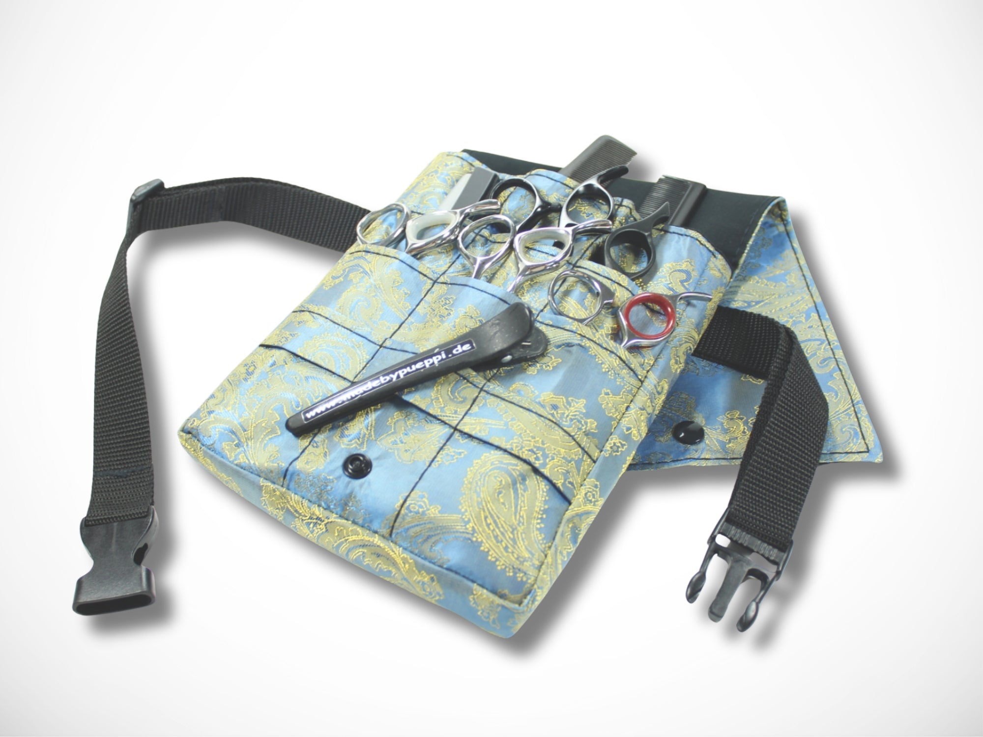 Friseur Werkzeugtasche aus Baumwolle mit Ornamenten in blau Scherentasche für Friseure Werkzeugtasche für Scheren