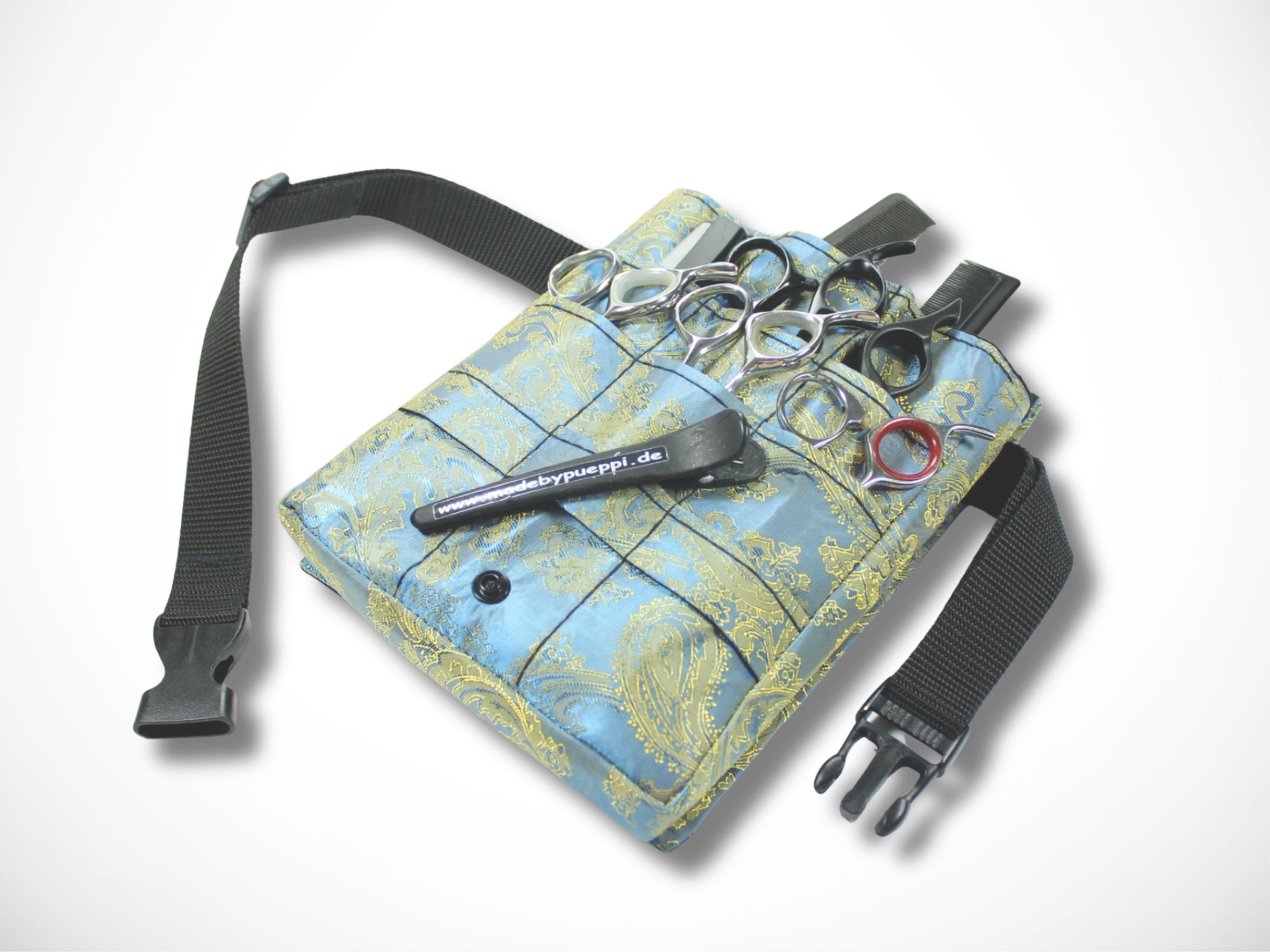 Friseur Werkzeugtasche aus Baumwolle mit Ornamenten in blau Scherentasche für Friseure Werkzeugtasche für Scheren