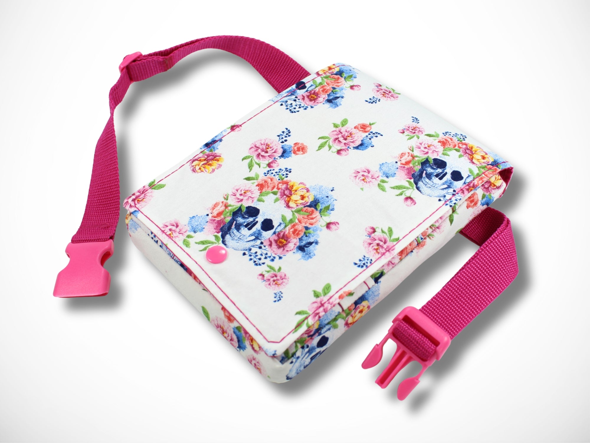 Totenkopf Friseur Werkzeugtasche für Friseurscheren im Friseursalon aus verstärkter Baumwolle in weiß und pink