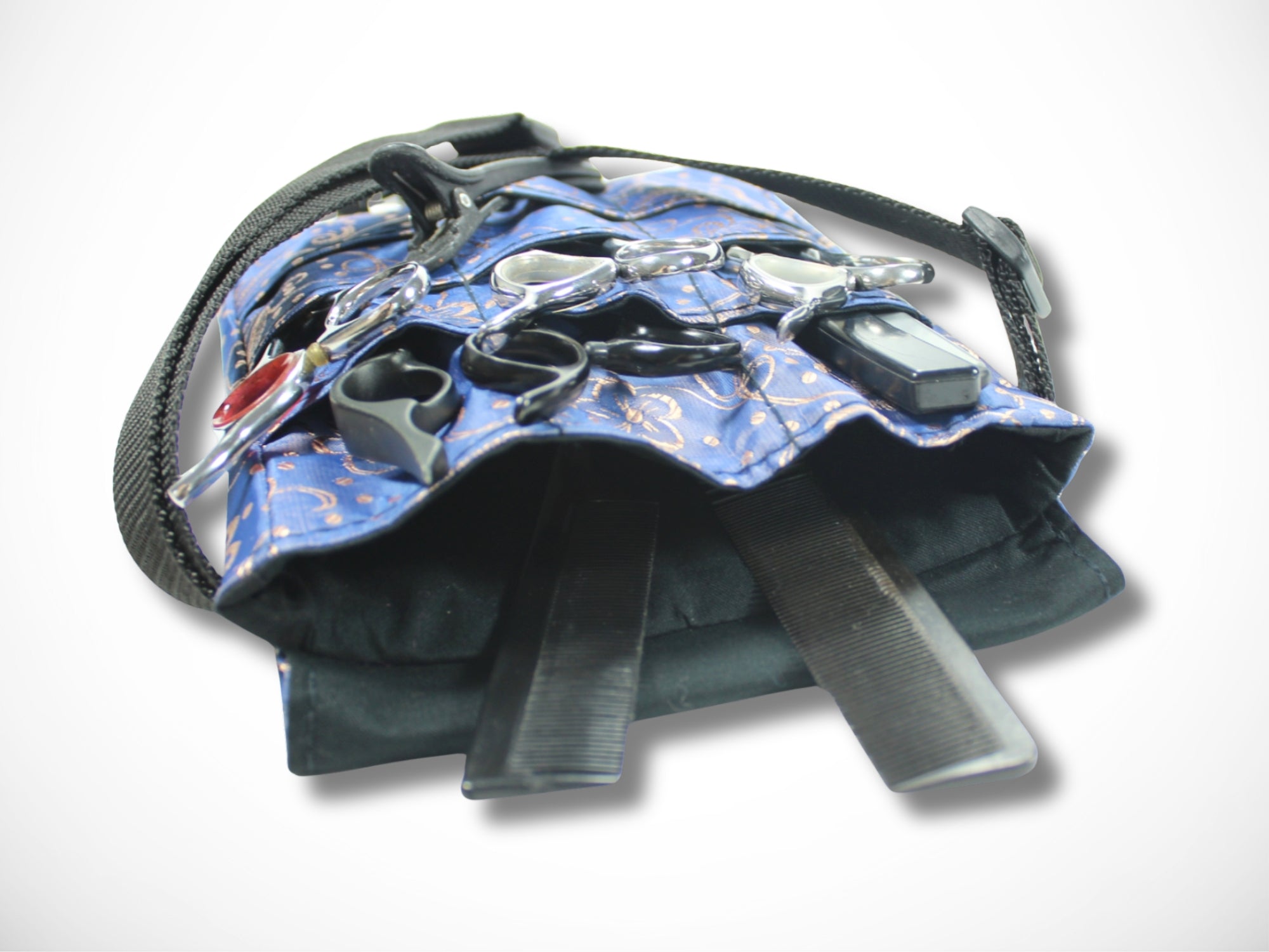 Friseur Werkzeugtasche aus Baumwolle mit Ornamenten in blau Scherentasche für Friseure Werkzeugtasche für Scheren