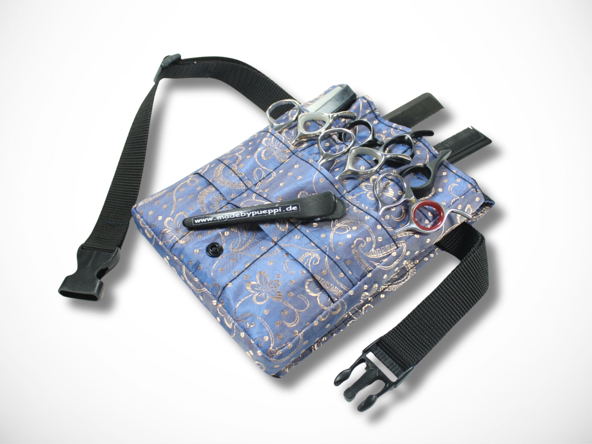 Friseur Werkzeugtasche aus Baumwolle mit Ornamenten in blau Scherentasche für Friseure Werkzeugtasche für Scheren