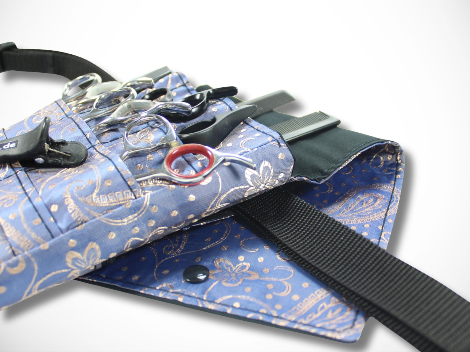 Friseur Werkzeugtasche aus Baumwolle mit Ornamenten in blau Scherentasche für Friseure Werkzeugtasche für Scheren