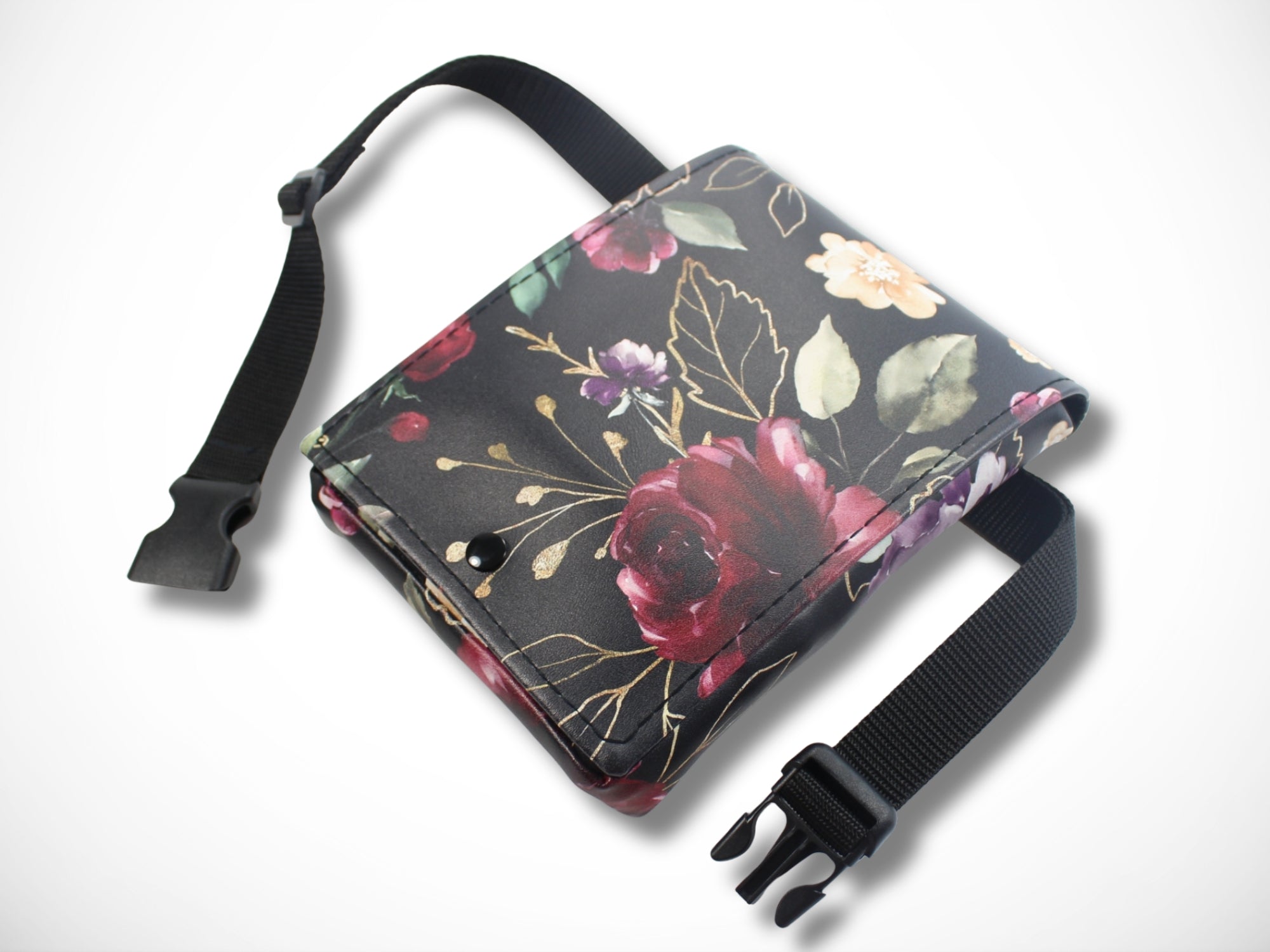 Friseur Werkzeugtasche Scherentasche aus Kunstleder mit Blumen in Bordeaux und Gold